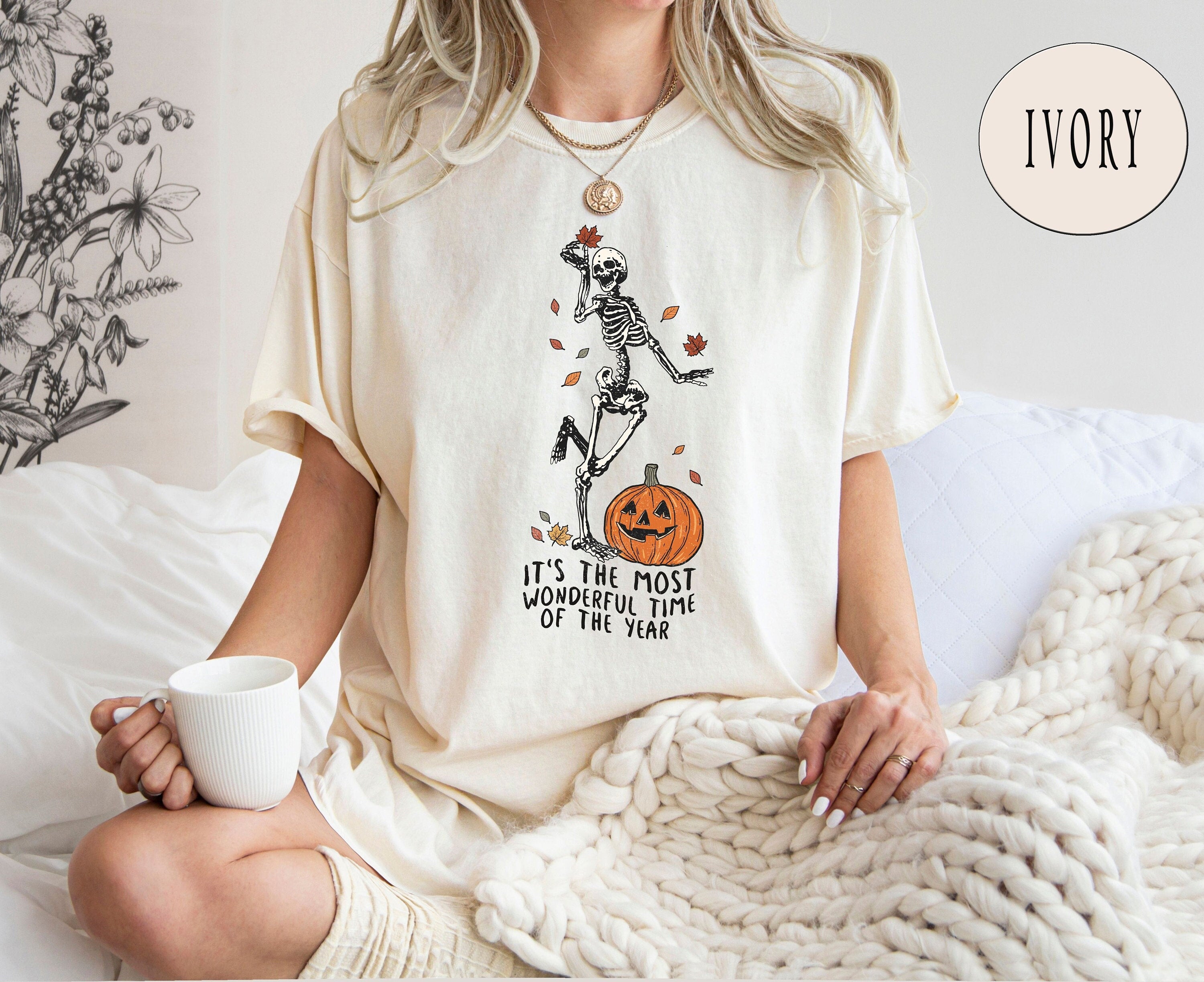 Comfort Colors®It's The Most Wonderful Time Shirt, Spooky Funny Shirt, Spooky Retro Tee Shirt, Retro Halloween, Garment Dyed, Boho, Vintage