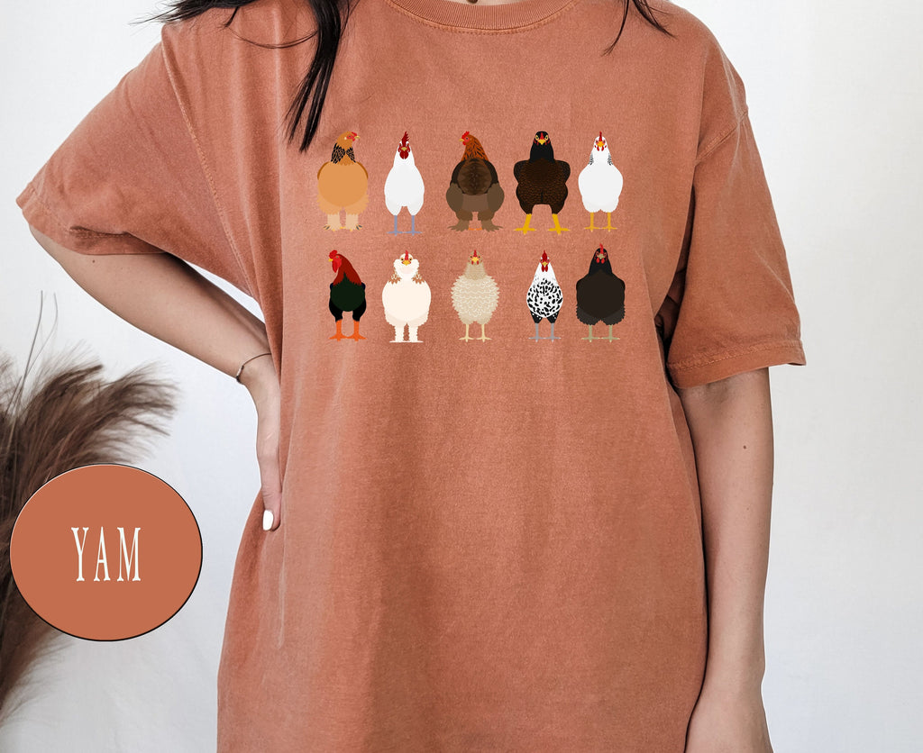Cute Chicken Comfort Colors® Breeds Shirt For Farmer, Funny Chicken Shirt, Chicken Mom Tee, Farm Girl Shirt, Farm Family Tee, Farmer Dad Tee
