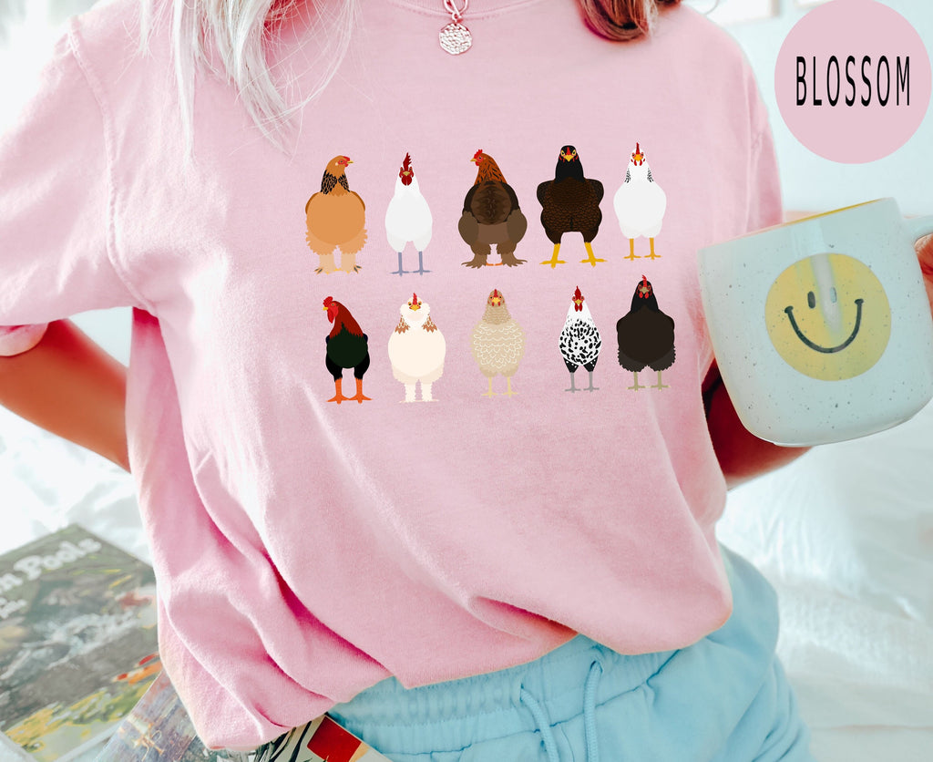 Cute Chicken Comfort Colors® Breeds Shirt For Farmer, Funny Chicken Shirt, Chicken Mom Tee, Farm Girl Shirt, Farm Family Tee, Farmer Dad Tee