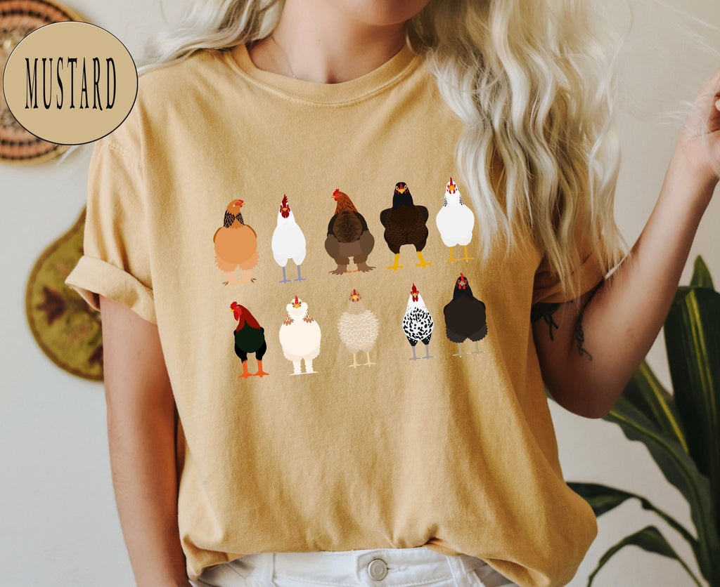 Cute Chicken Comfort Colors® Breeds Shirt For Farmer, Funny Chicken Shirt, Chicken Mom Tee, Farm Girl Shirt, Farm Family Tee, Farmer Dad Tee