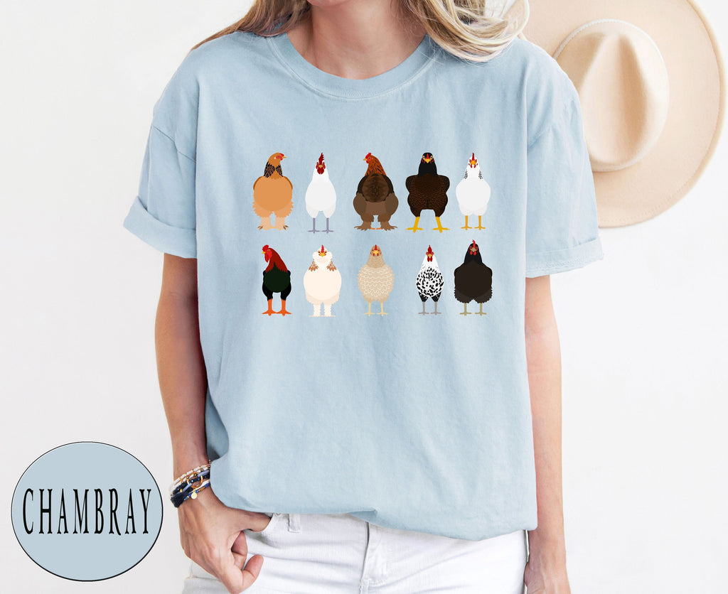 Cute Chicken Comfort Colors® Breeds Shirt For Farmer, Funny Chicken Shirt, Chicken Mom Tee, Farm Girl Shirt, Farm Family Tee, Farmer Dad Tee