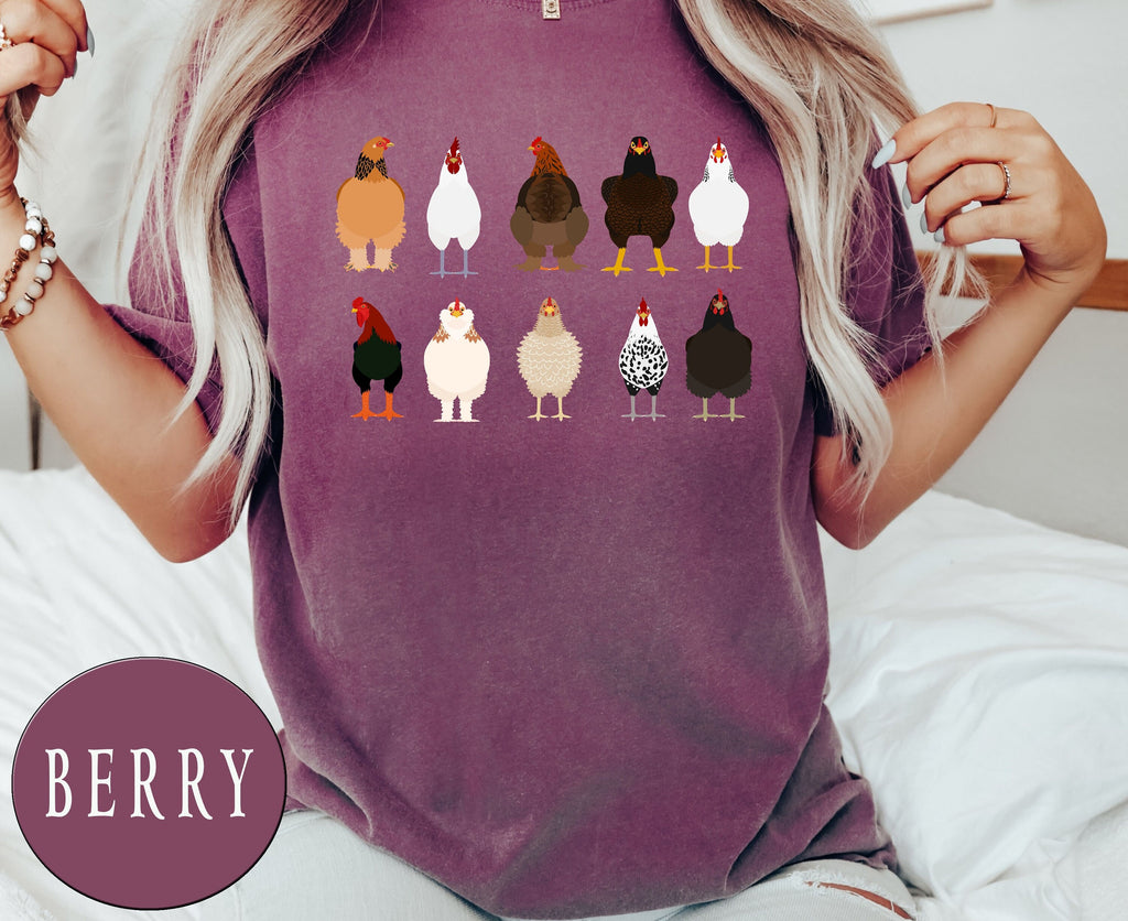 Cute Chicken Comfort Colors® Breeds Shirt For Farmer, Funny Chicken Shirt, Chicken Mom Tee, Farm Girl Shirt, Farm Family Tee, Farmer Dad Tee