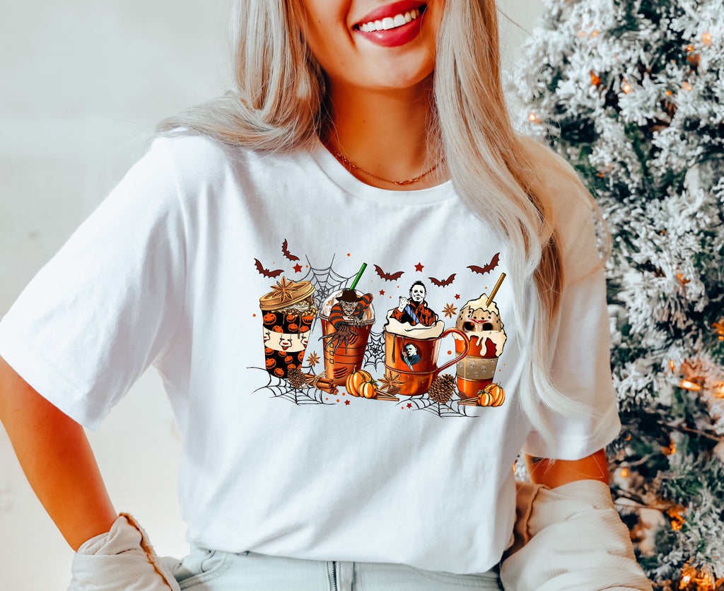 Comfort Colors® Skeleton Coffee Cups Shirt, Coffee Cups Shirt, Skull Coffee Cup Tshirt, Skeleton Halloween Shirt, Coffee Lover T-Shirt