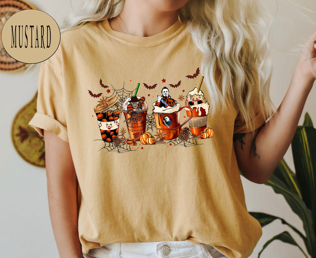 Comfort Colors® Skeleton Coffee Cups Shirt, Coffee Cups Shirt, Skull Coffee Cup Tshirt, Skeleton Halloween Shirt, Coffee Lover T-Shirt