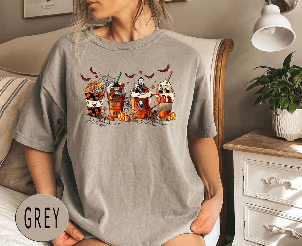 Comfort Colors® Skeleton Coffee Cups Shirt, Coffee Cups Shirt, Skull Coffee Cup Tshirt, Skeleton Halloween Shirt, Coffee Lover T-Shirt