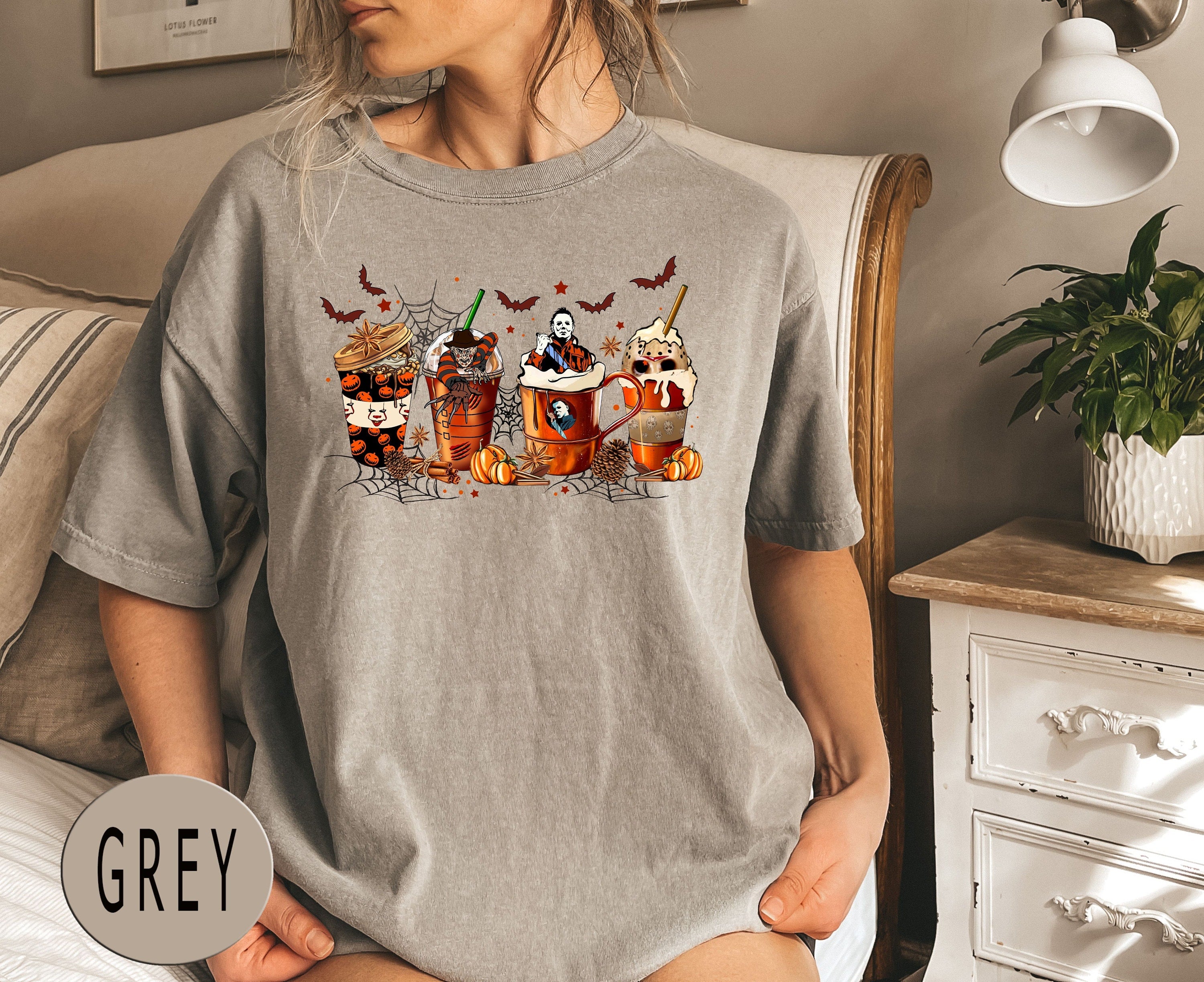 Comfort Colors® Skeleton Coffee Cups Shirt, Coffee Cups Shirt, Skull Coffee Cup Tshirt, Skeleton Halloween Shirt, Coffee Lover T-Shirt