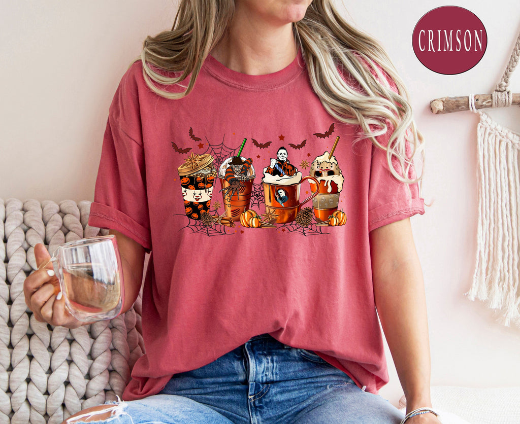 Comfort Colors® Skeleton Coffee Cups Shirt, Coffee Cups Shirt, Skull Coffee Cup Tshirt, Skeleton Halloween Shirt, Coffee Lover T-Shirt