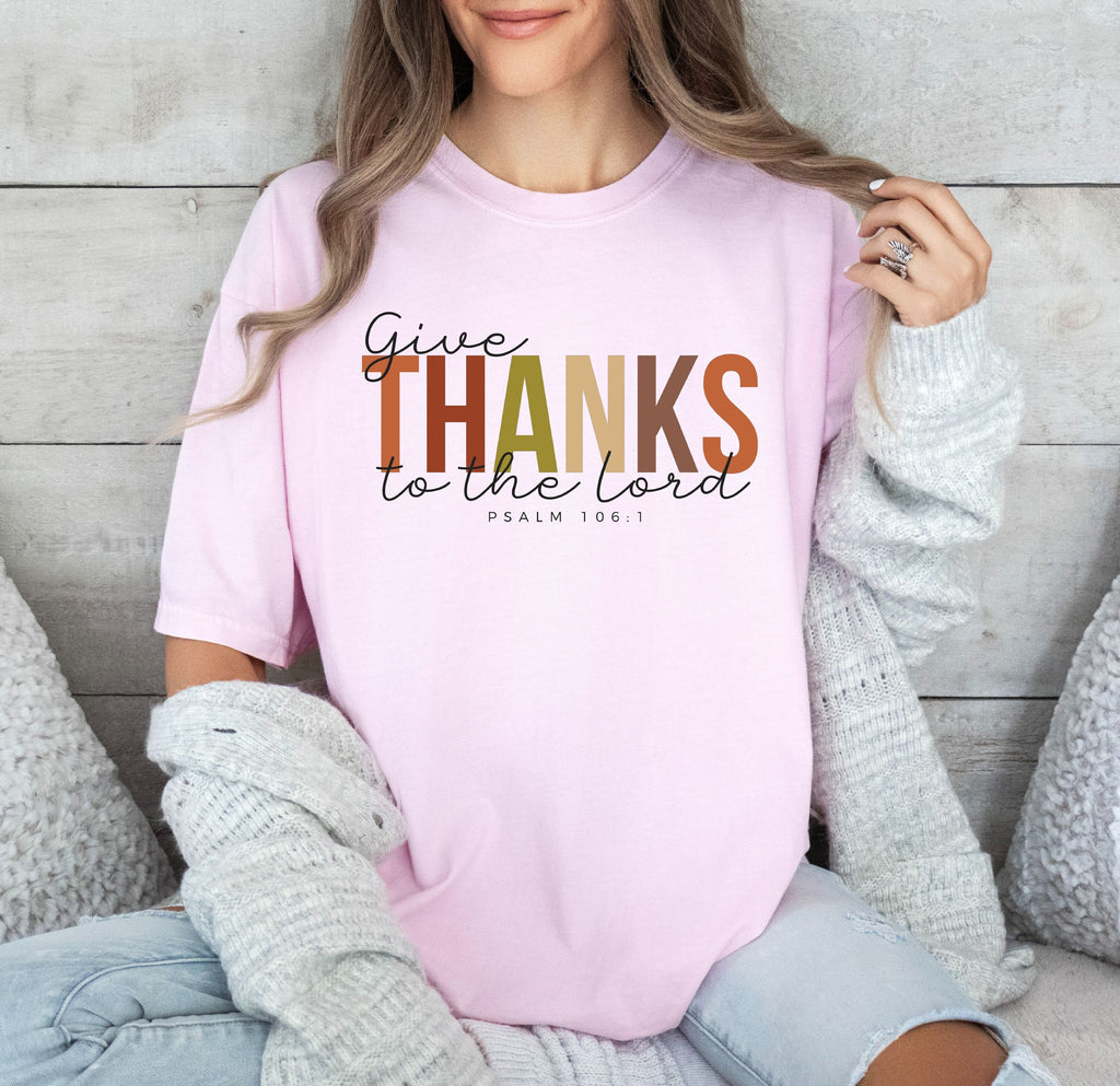 Comfort Colors® Give Thanks To The Lord Shirt, Bible Verse Shirt, Thankful Shirt, Thanksgiving Shirt, Thanksgiving Family Shirt, Fall Shirt