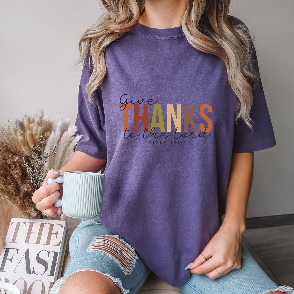 Comfort Colors® Give Thanks To The Lord Shirt, Bible Verse Shirt, Thankful Shirt, Thanksgiving Shirt, Thanksgiving Family Shirt, Fall Shirt
