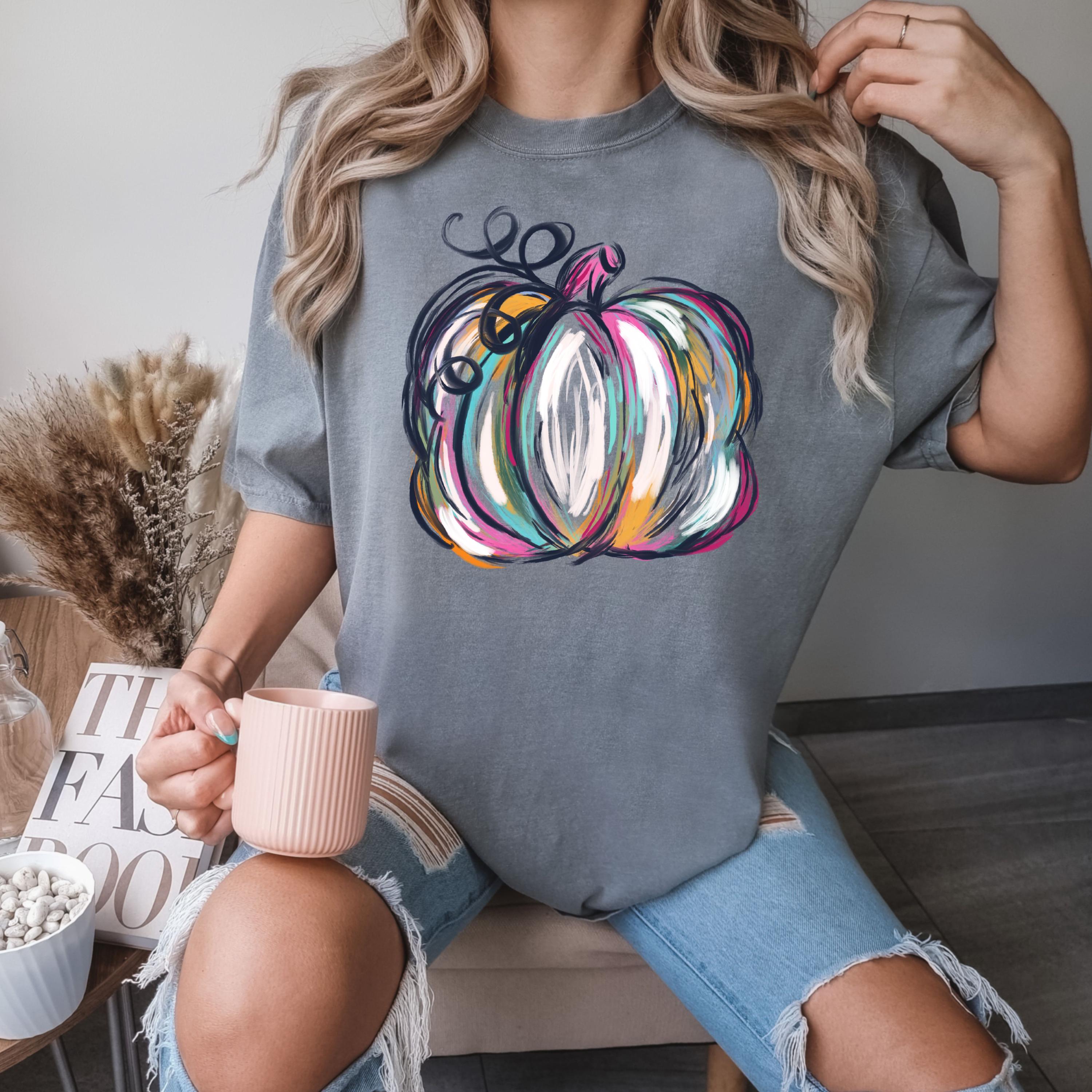 Comfort Colors® Watercolor Pumpkin Shirt, Pumpkin season Shirt, Pumpkin Fall Shirt, Autumn Shirt, Colorful Pumpkin Shirt
