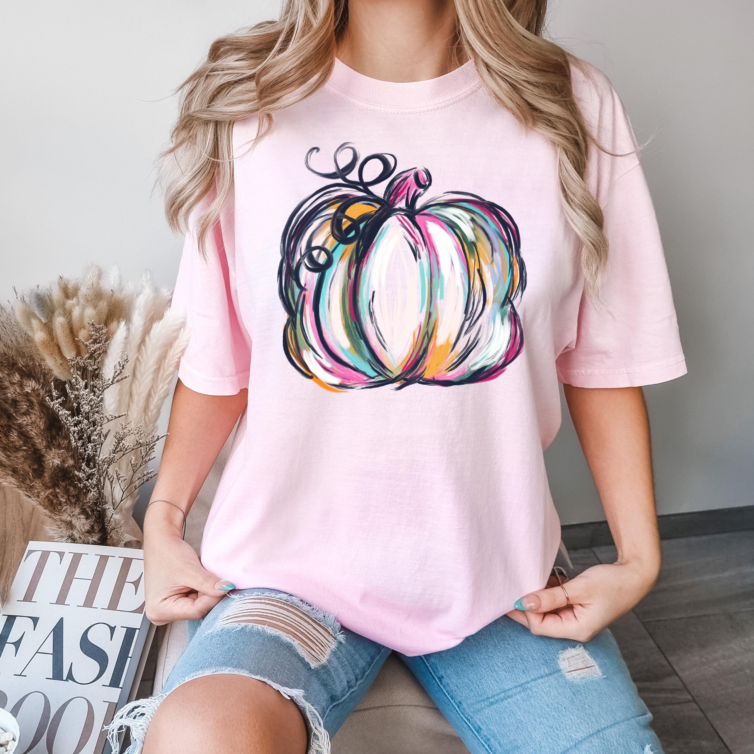 Comfort Colors® Watercolor Pumpkin Shirt, Pumpkin season Shirt, Pumpkin Fall Shirt, Autumn Shirt, Colorful Pumpkin Shirt