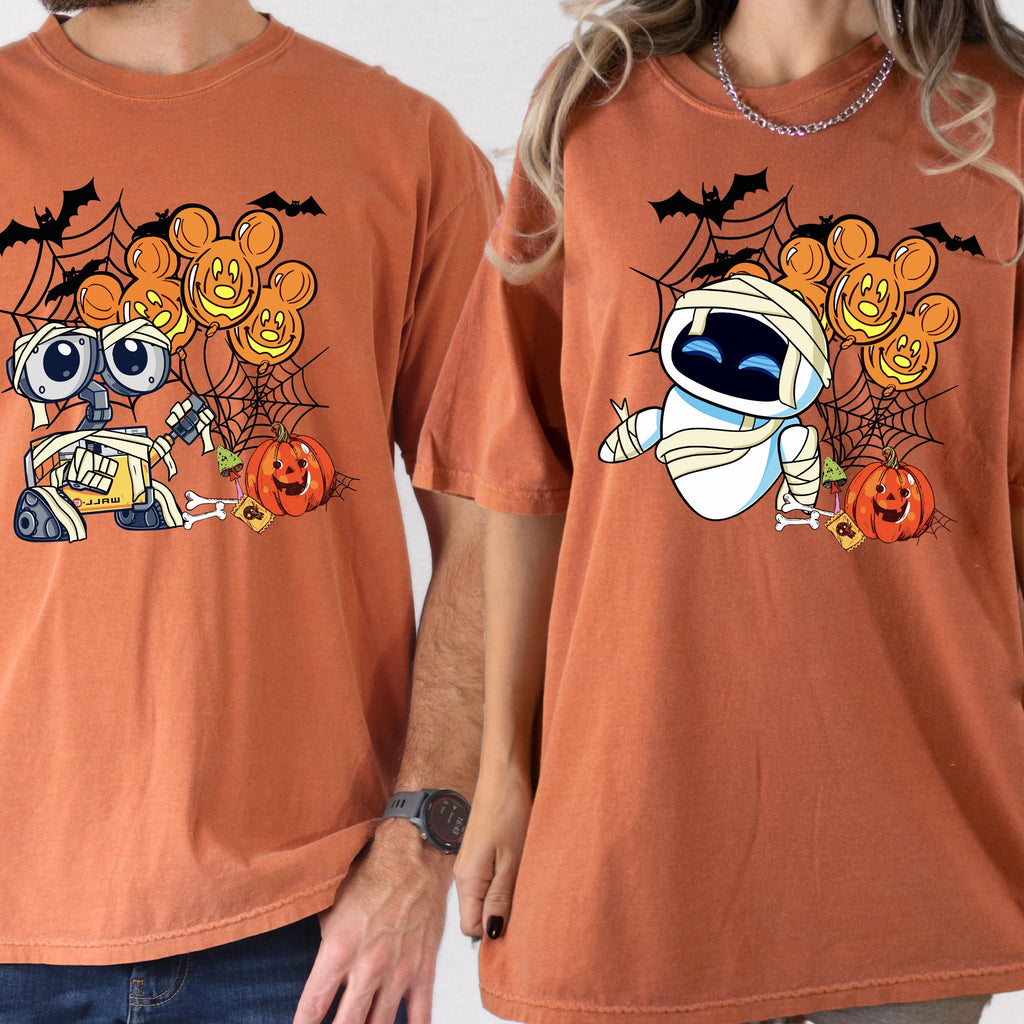 Comfort Colors® Wall-e And Eve Halloween T-Shirt, Halloween Couple Shirt, Halloween Matching Shirt, Halloween Shirt