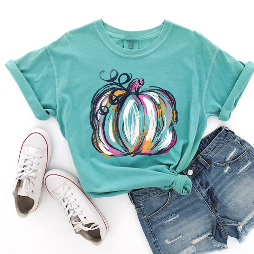 Comfort Colors® Watercolor Pumpkin Shirt, Pumpkin season Shirt, Pumpkin Fall Shirt, Autumn Shirt, Colorful Pumpkin Shirt