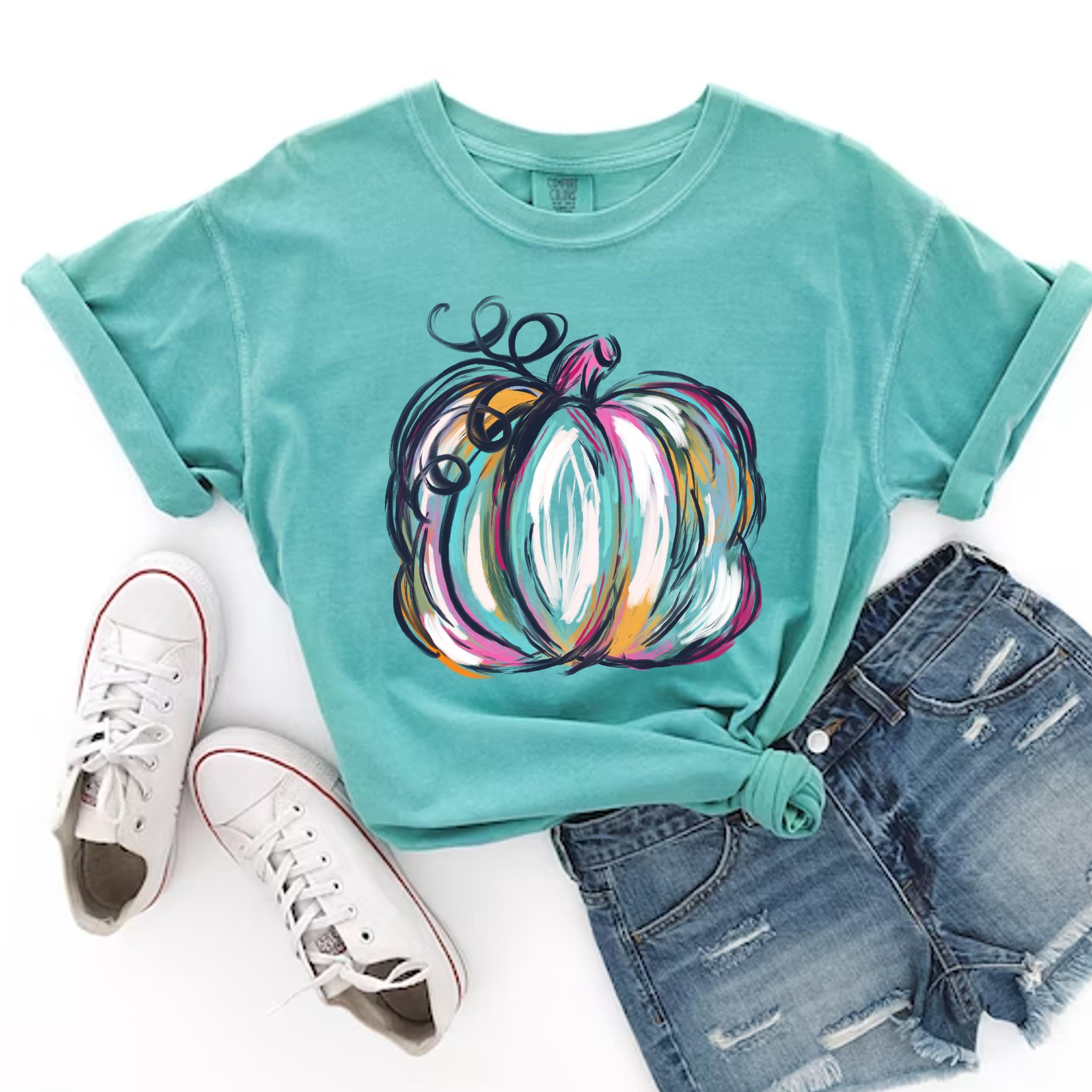 Comfort Colors® Watercolor Pumpkin Shirt, Pumpkin season Shirt, Pumpkin Fall Shirt, Autumn Shirt, Colorful Pumpkin Shirt