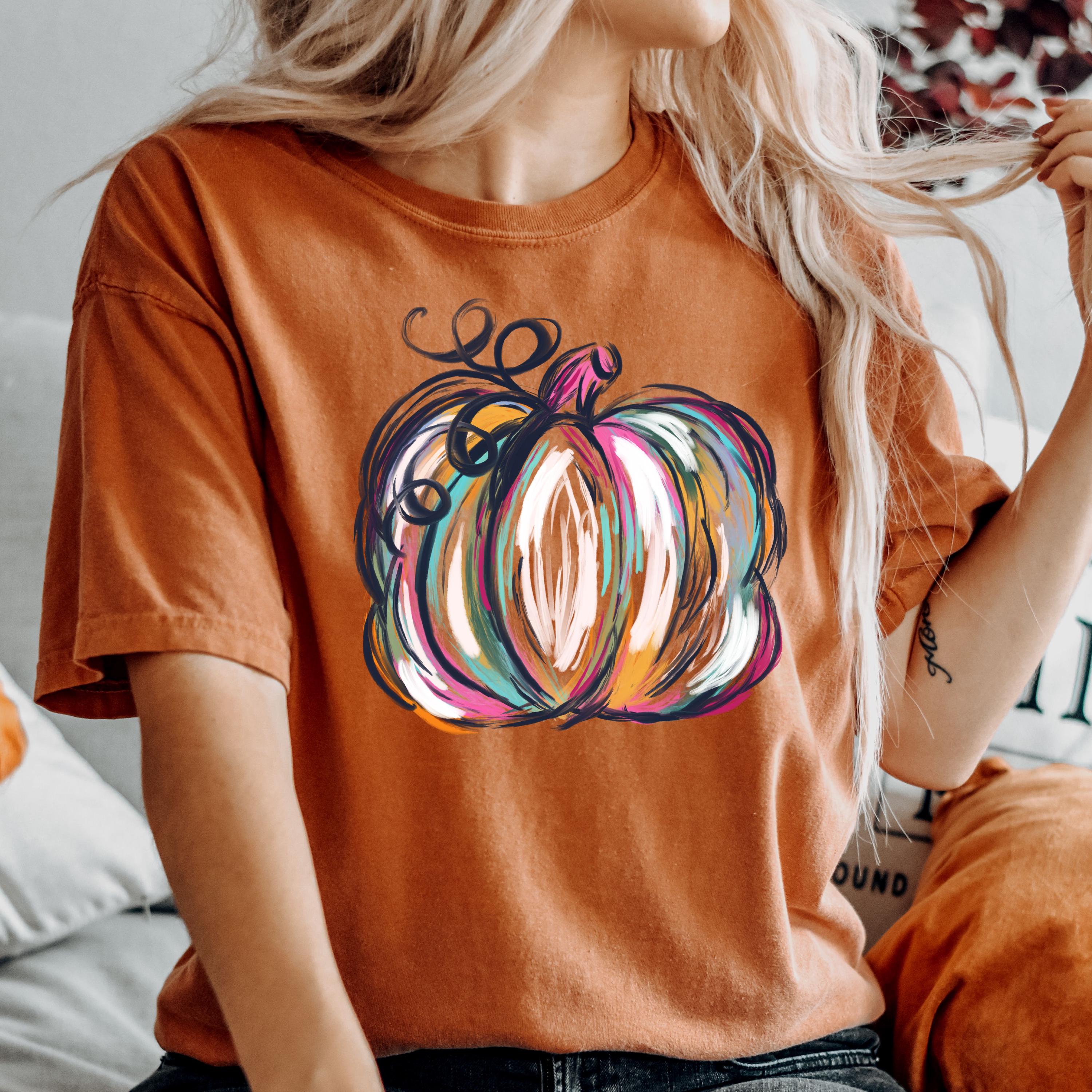 Comfort Colors® Watercolor Pumpkin Shirt, Pumpkin season Shirt, Pumpkin Fall Shirt, Autumn Shirt, Colorful Pumpkin Shirt