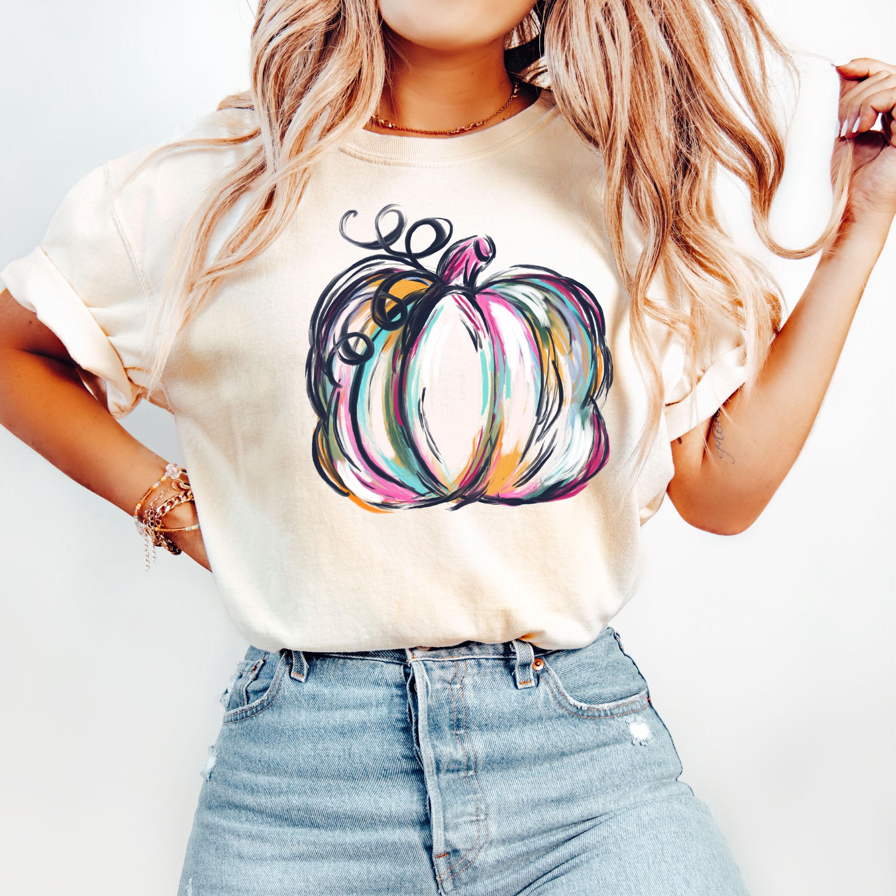 Comfort Colors® Watercolor Pumpkin Shirt, Pumpkin season Shirt, Pumpkin Fall Shirt, Autumn Shirt, Colorful Pumpkin Shirt