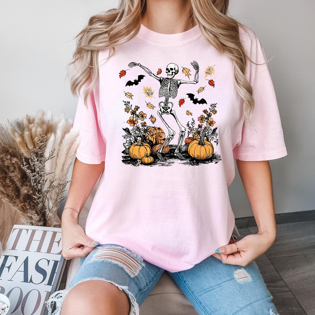 Comfort Colors® Dansing Skeleton Shirt, Pumpkin Fall Shirt, Skeleton Shirt, Halloween Shirt, Halloween Gift, Halloween Skeleton Shirt