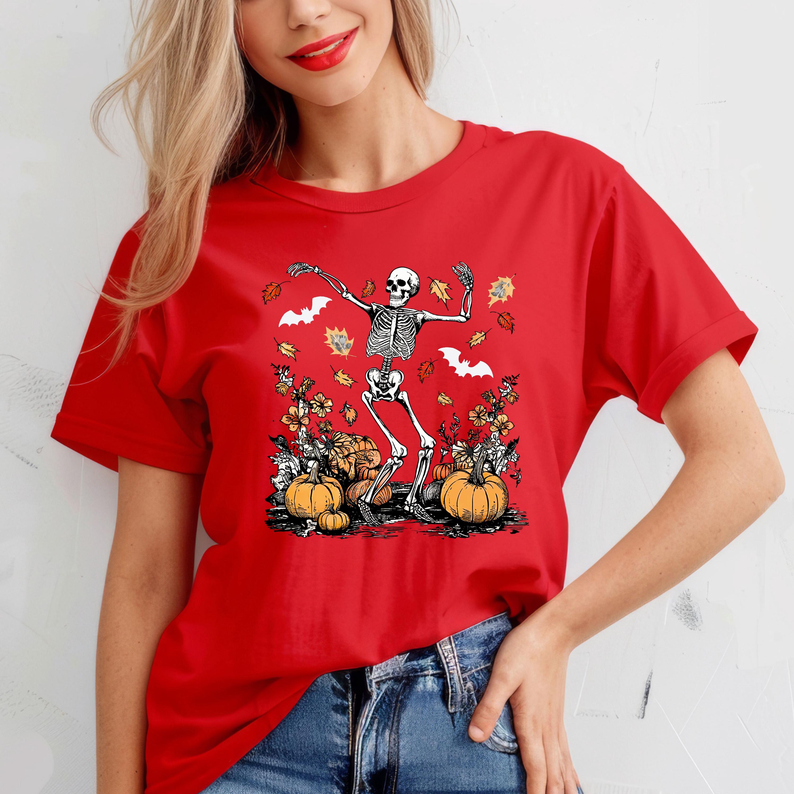 Comfort Colors® Dansing Skeleton Shirt, Pumpkin Fall Shirt, Skeleton Shirt, Halloween Shirt, Halloween Gift, Halloween Skeleton Shirt