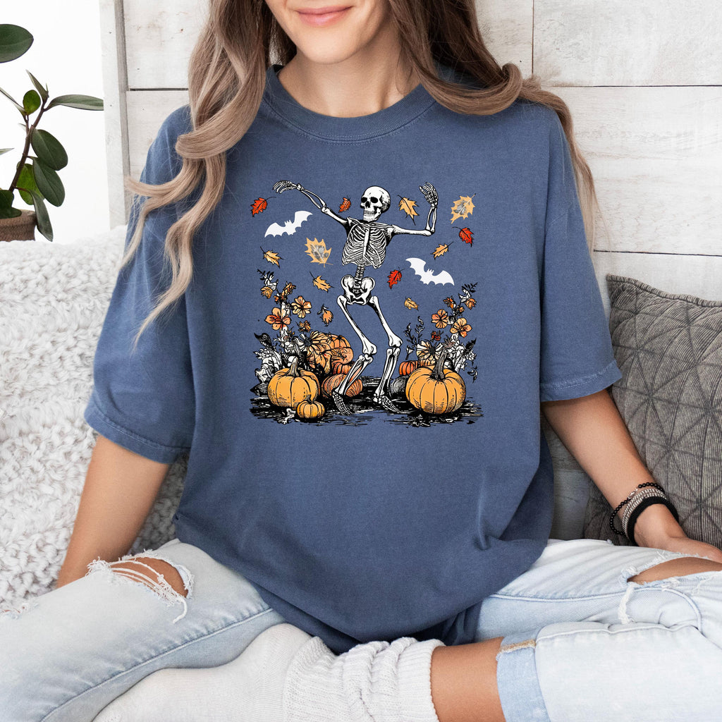 Comfort Colors® Dansing Skeleton Shirt, Pumpkin Fall Shirt, Skeleton Shirt, Halloween Shirt, Halloween Gift, Halloween Skeleton Shirt