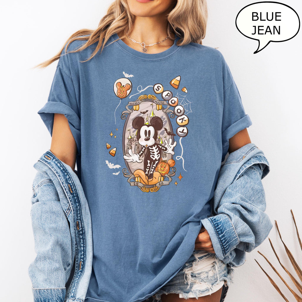 Comfort Colors® Spooky Mickey Mouse T-Shirt, Mickey Halloween Shirt, Skeleton Mickey Shirt, Halloween Shirt