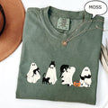 Comfort Colors® Ghost And Cat T-Shirt, Halloween Ghost Shirt, Halloween Cat Shirt, Cat Lower Halloween Gift, Spooky Season Cat Shirt