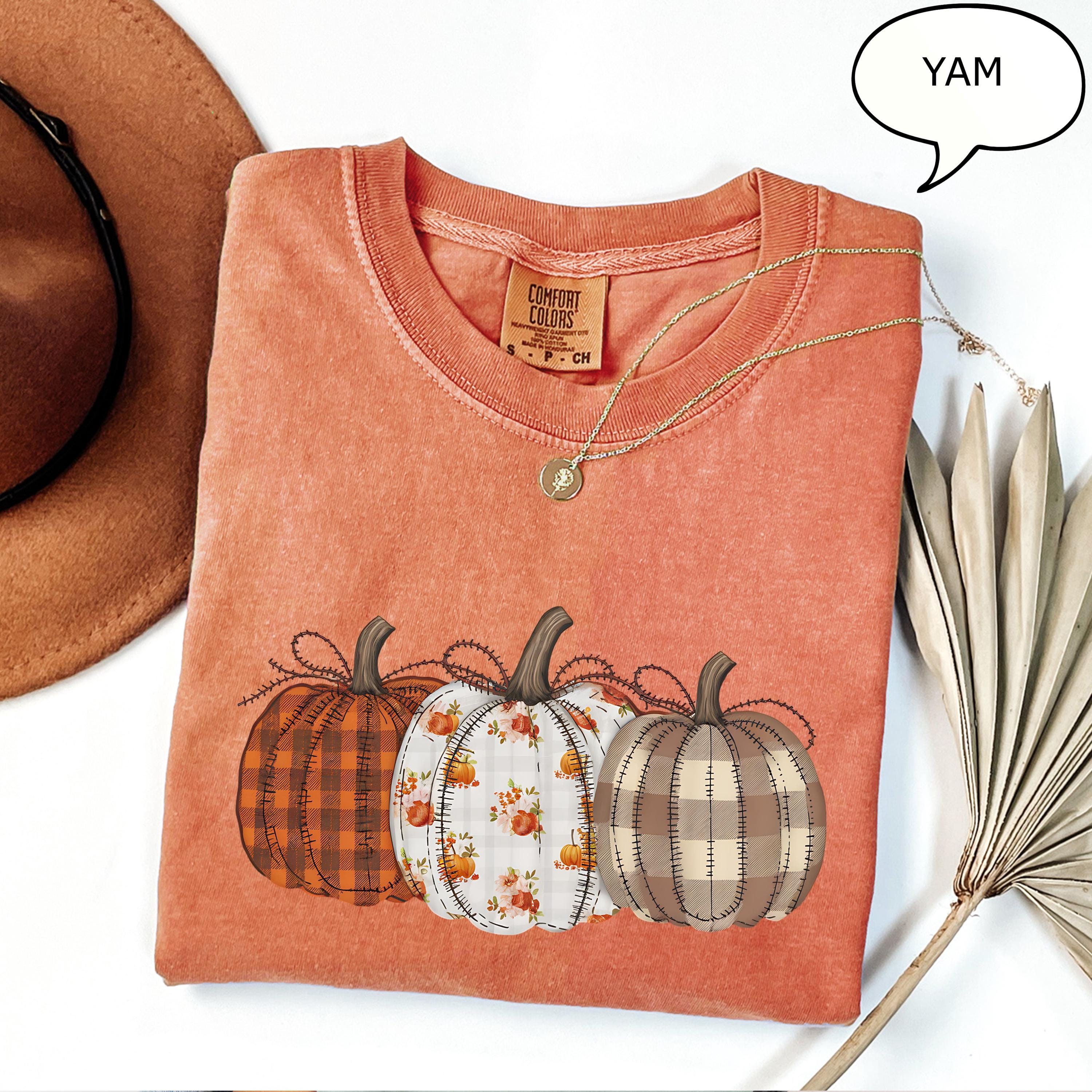 Comfort Colors® Fall Pumpkin T-Shirt, Autumn Fall Shirt, Thanksgiving Shirt, Pumpkins Shirt, Checkered Pumpkin Shirt