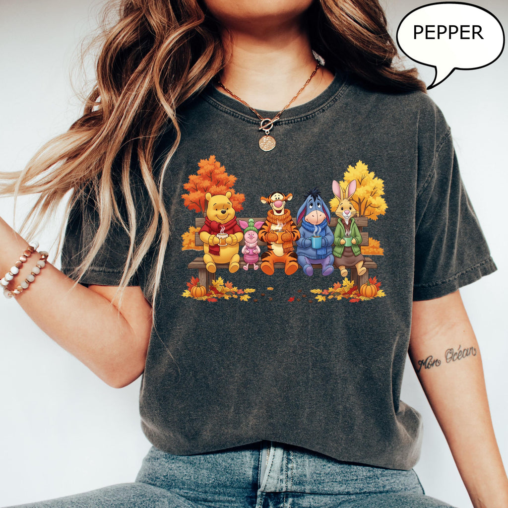 Comfort Colors® Winnie The Pooh Fall T-Shirt, Friends Shirt, Pooh And Co Autumn Shirt, Thanksgiving Shirt