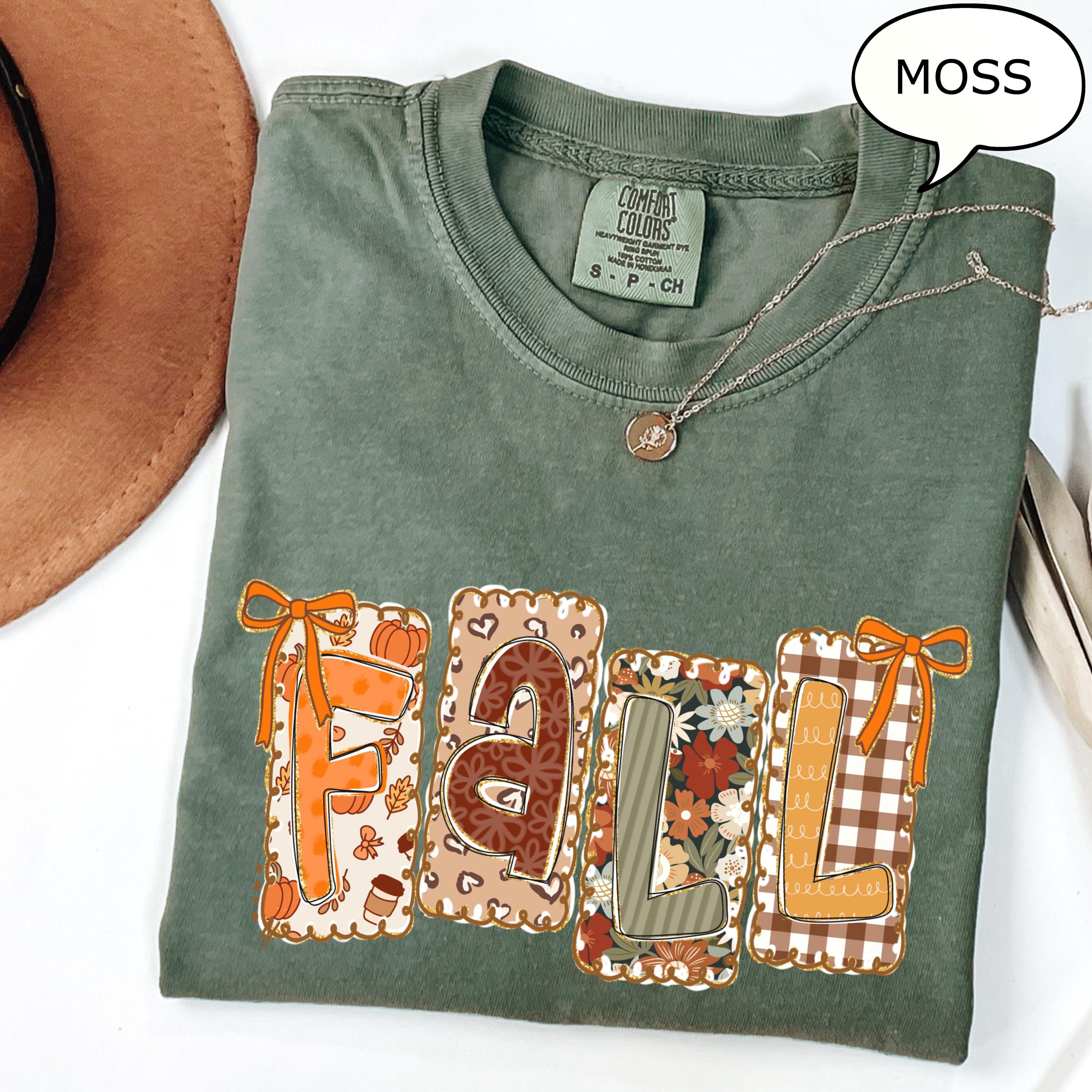 Comfort Colors® Fall T-Shirt, Fall Coquette Bow Shirt, Floral Fall Shirt, Autumn Shirt, Checkered Fall Shirt, Fall Season Shirt