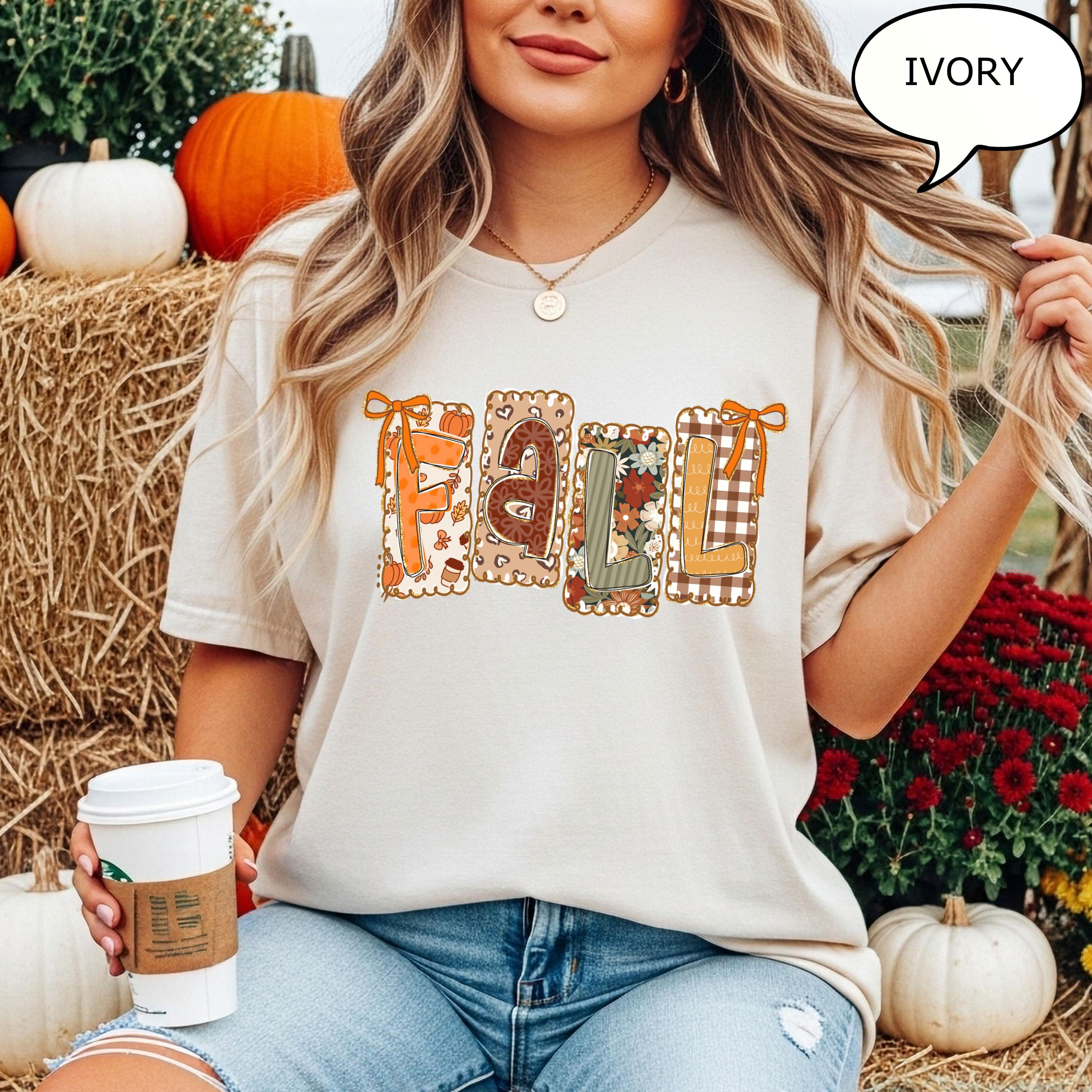 Comfort Colors® Fall T-Shirt, Fall Coquette Bow Shirt, Floral Fall Shirt, Autumn Shirt, Checkered Fall Shirt, Fall Season Shirt