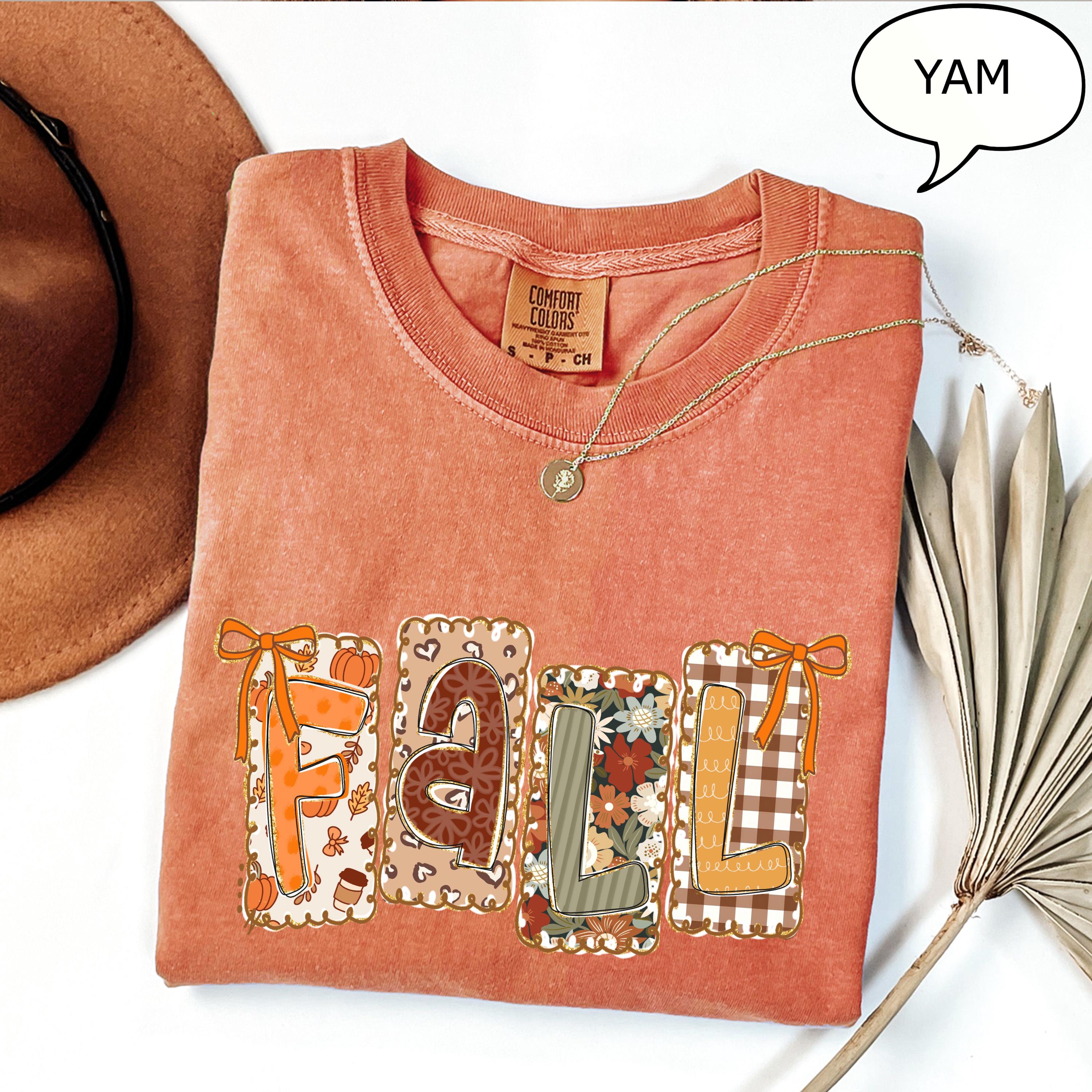 Comfort Colors® Fall T-Shirt, Fall Coquette Bow Shirt, Floral Fall Shirt, Autumn Shirt, Checkered Fall Shirt, Fall Season Shirt