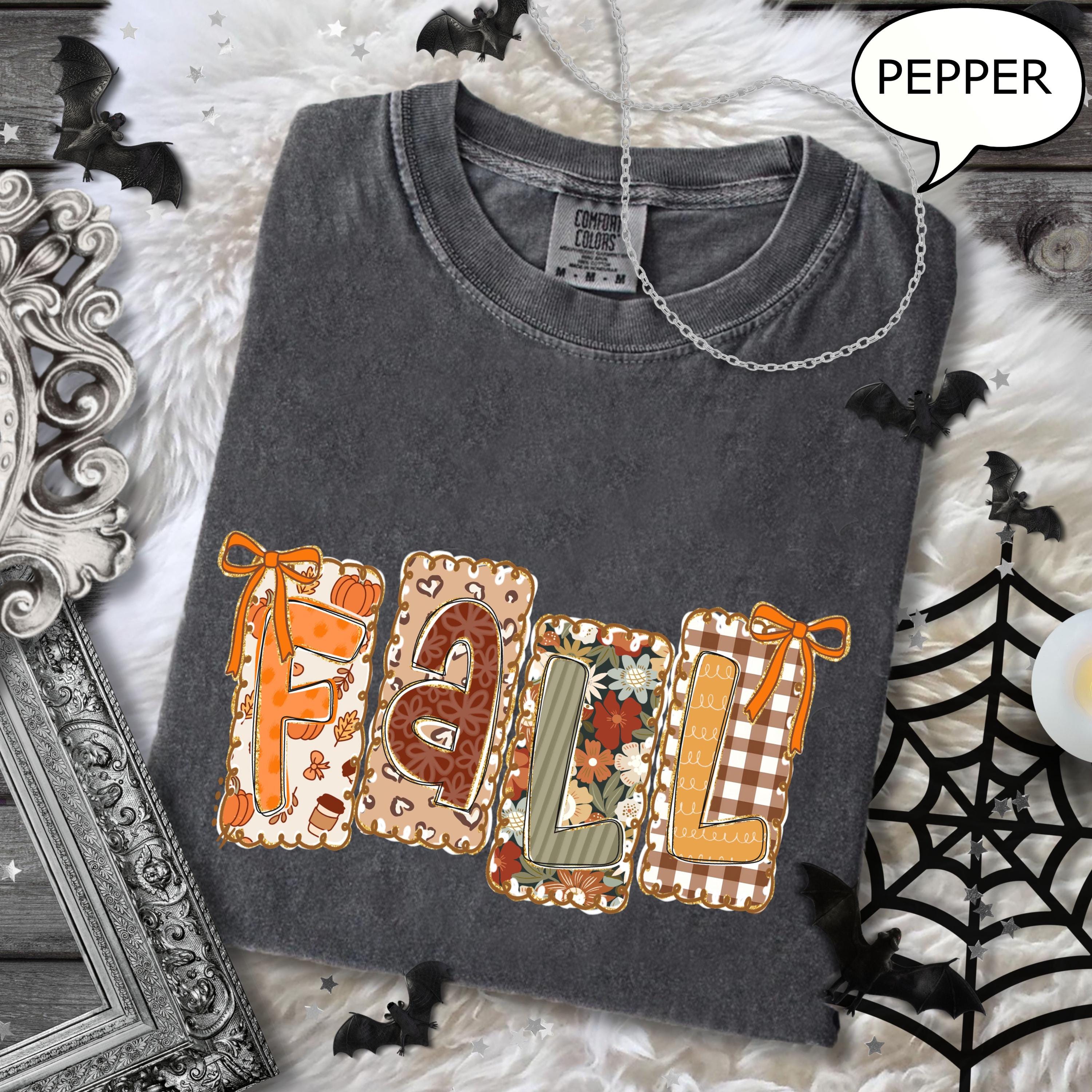 Comfort Colors® Fall T-Shirt, Fall Coquette Bow Shirt, Floral Fall Shirt, Autumn Shirt, Checkered Fall Shirt, Fall Season Shirt