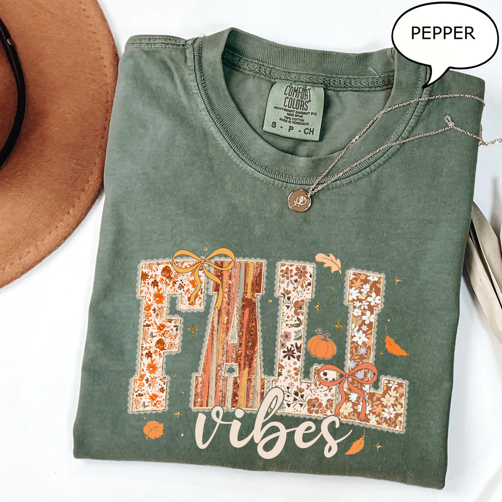 Comfort Colors® Fall Vibes T-Shirt, Autumn Shirt, Fall Season Shirt, Fall Apparel Shirt, Thanksgiving Shirt, Halloween Gift