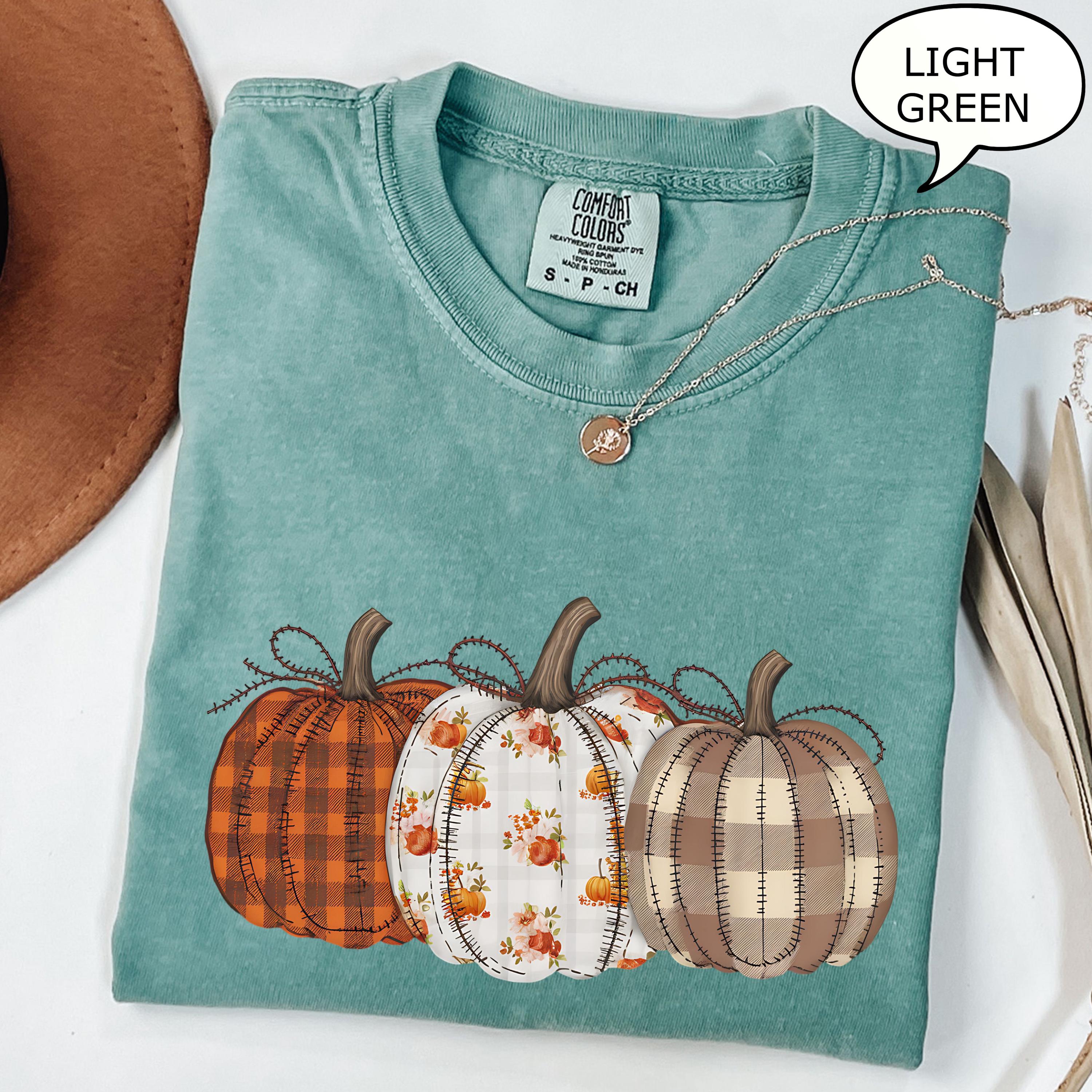 Comfort Colors® Fall Pumpkin T-Shirt, Autumn Fall Shirt, Thanksgiving Shirt, Pumpkins Shirt, Checkered Pumpkin Shirt