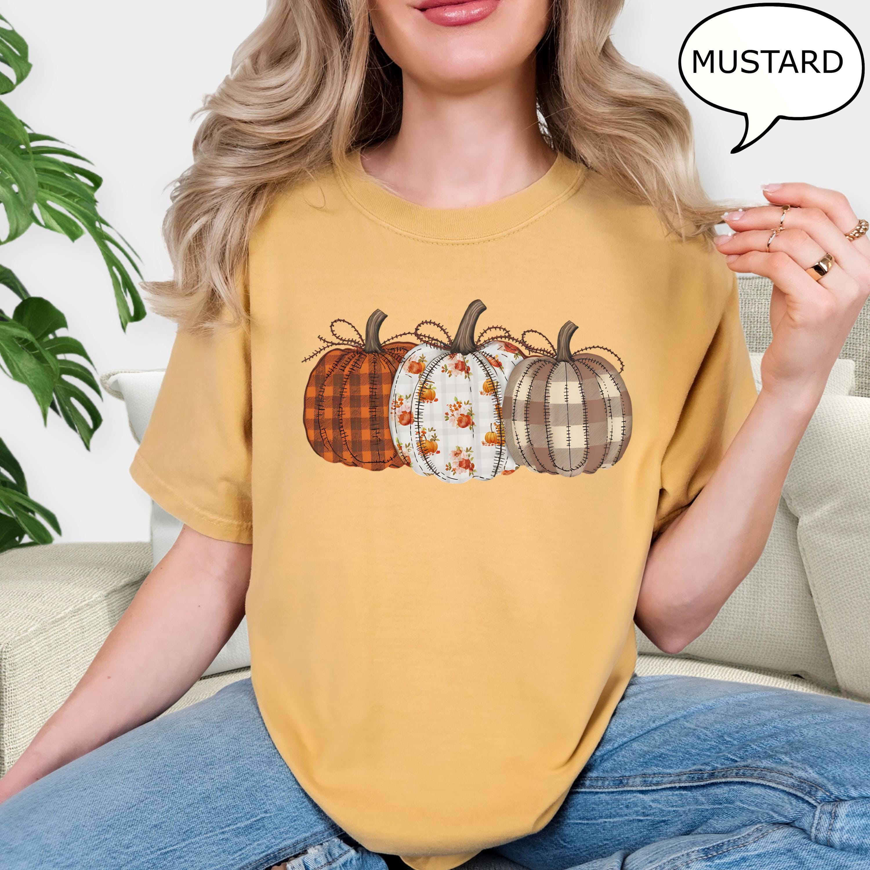 Comfort Colors® Fall Pumpkin T-Shirt, Autumn Fall Shirt, Thanksgiving Shirt, Pumpkins Shirt, Checkered Pumpkin Shirt