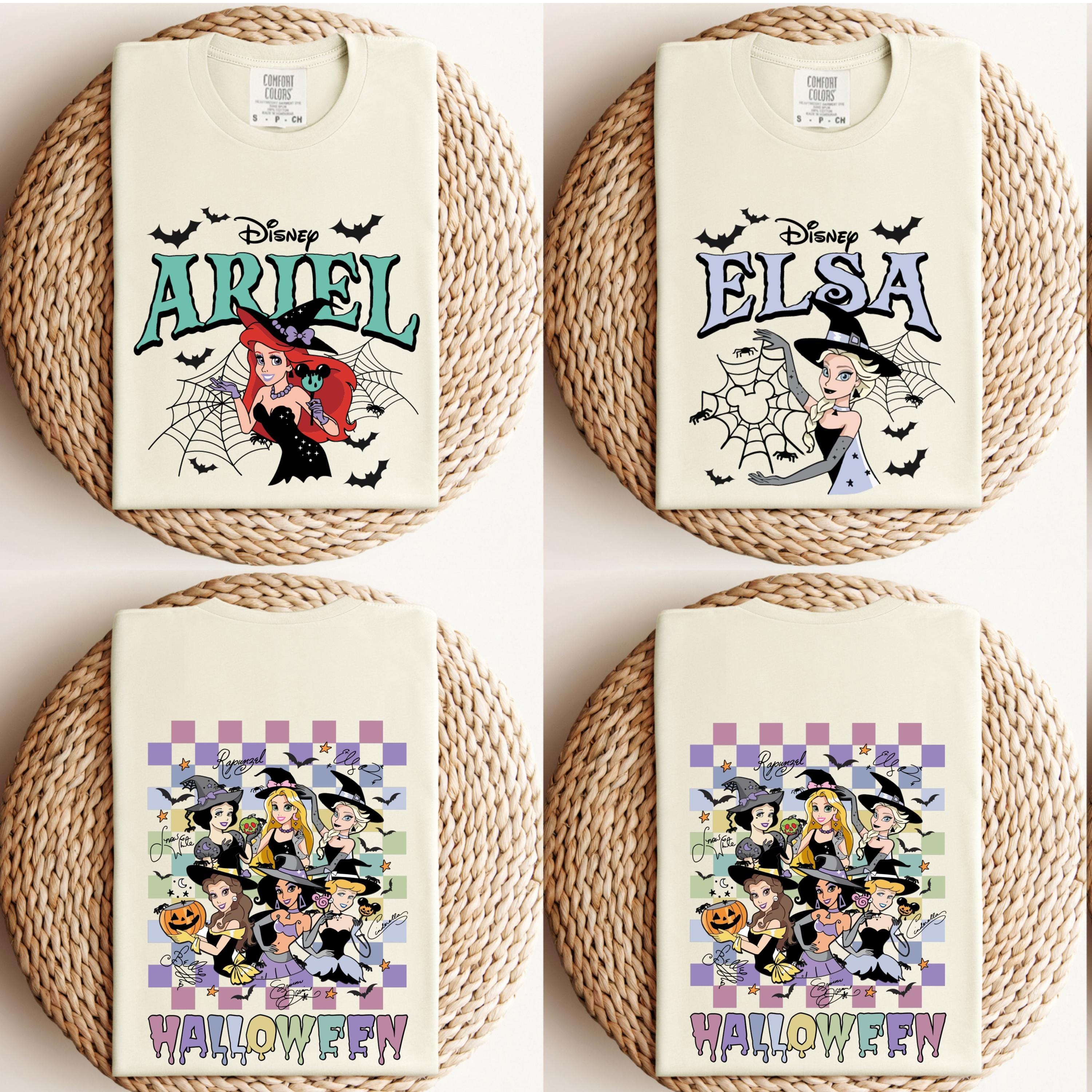 Comfort Colors® Princess Witches T-Shirt, Princess Halloween Shirt, Elsa Rapunzel Belle Snow White Jasmine Halloween Shirts