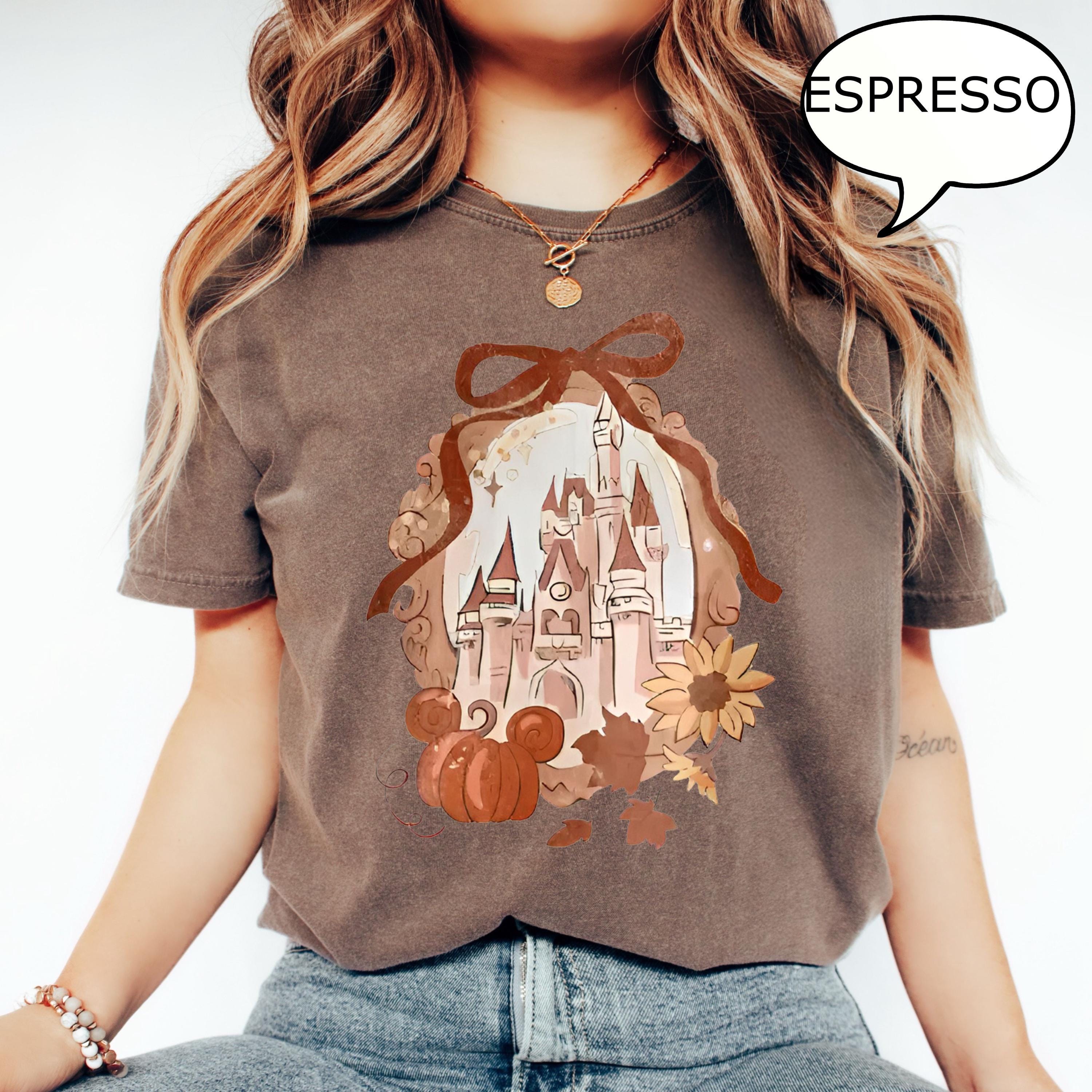 Comfort Colors® Coquette Bow Pumpkin Castle T-Shirt, Fall Shirt, Fall Magical Kingdom Shirt, Fall Castle Shirt