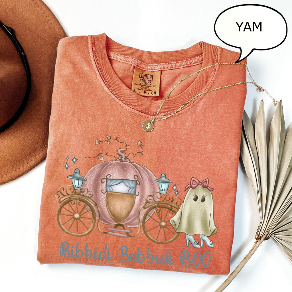 Comfort Colors® Bibbidi Bobbidi Boo Halloween Shirt, Cinderella Halloween Shirt, Princess Ghost Shirt, Pumpkin Car Shirt