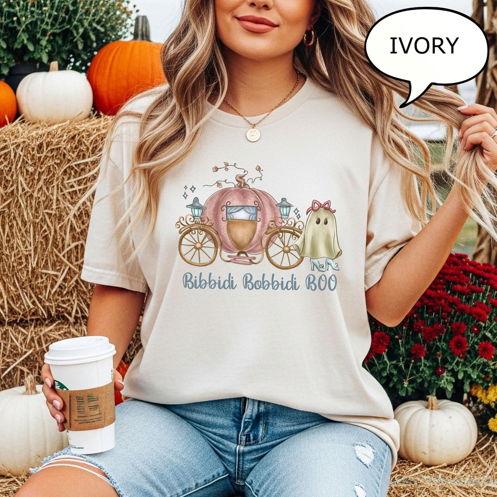 Comfort Colors® Bibbidi Bobbidi Boo Halloween Shirt, Cinderella Halloween Shirt, Princess Ghost Shirt, Pumpkin Car Shirt