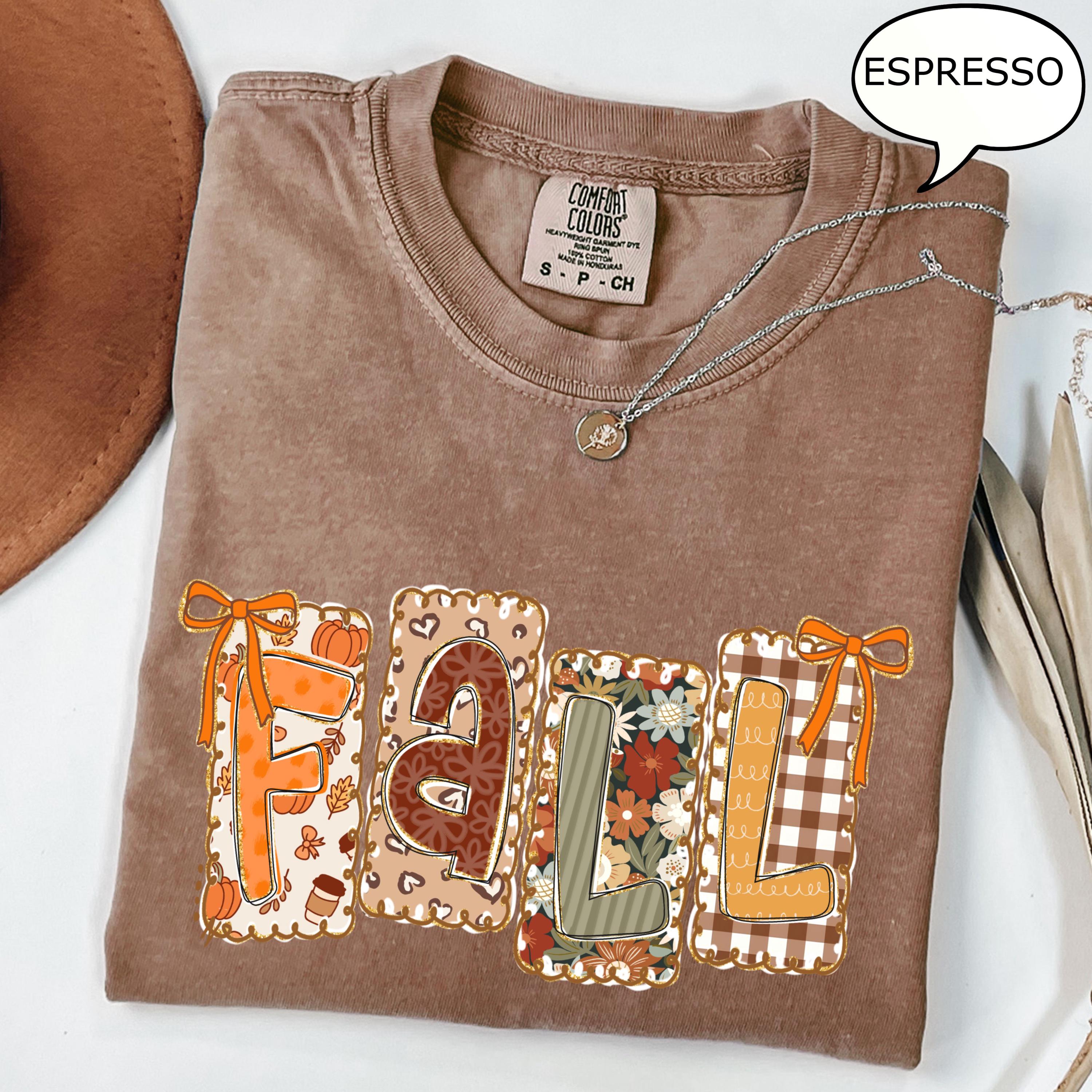 Comfort Colors® Fall T-Shirt, Fall Coquette Bow Shirt, Floral Fall Shirt, Autumn Shirt, Checkered Fall Shirt, Fall Season Shirt