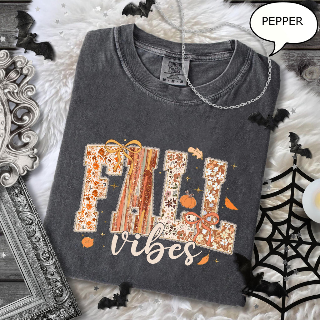 Comfort Colors® Fall Vibes T-Shirt, Autumn Shirt, Fall Season Shirt, Fall Apparel Shirt, Thanksgiving Shirt, Halloween Gift