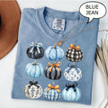 Comfort Colors® Blue Bow Pumpkin T-Shirt, Coquette Pumpkin Shirt, Blue Pumpkin Shirt, Pumpkin Season Shirt, Fall Pumpkin Tee