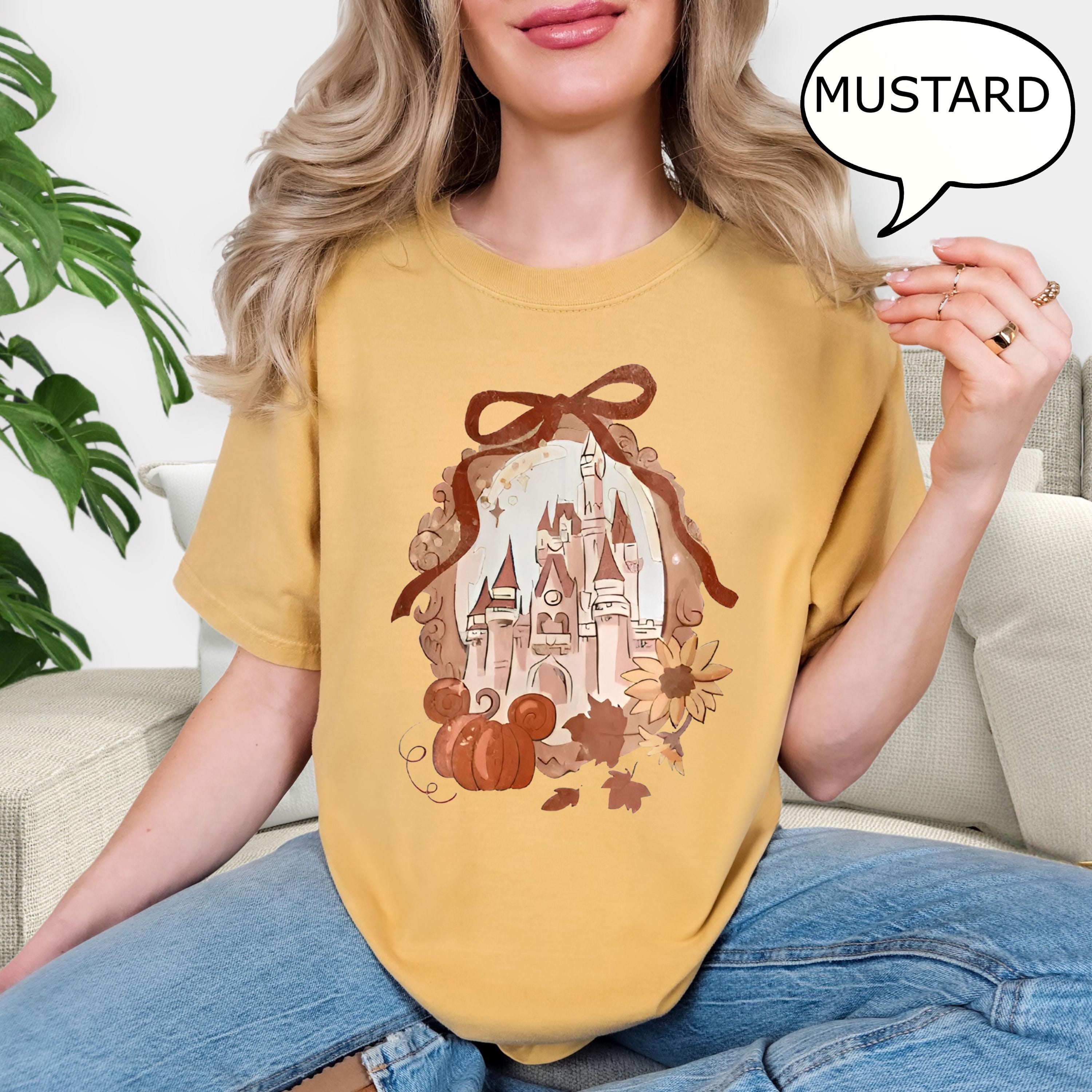 Comfort Colors® Coquette Bow Pumpkin Castle T-Shirt, Fall Shirt, Fall Magical Kingdom Shirt, Fall Castle Shirt