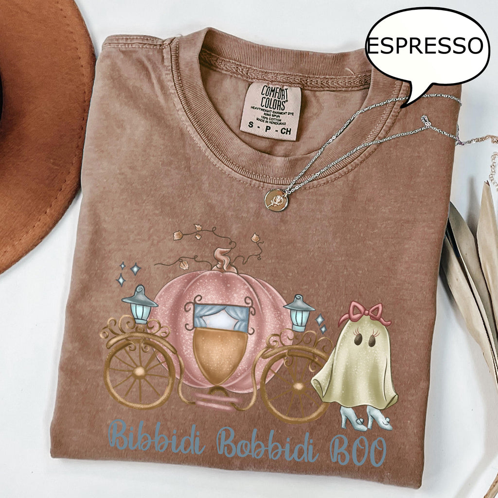 Comfort Colors® Bibbidi Bobbidi Boo Halloween Shirt, Cinderella Halloween Shirt, Princess Ghost Shirt, Pumpkin Car Shirt