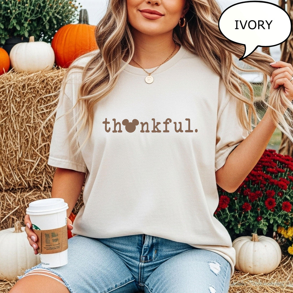 Comfort Colors® Mickey Thankful T-Shirt, 2026 Thanksgiving Shirt, Happy Thankful Shirt, Thanksgiving T-Shirt, Thanksgiving Shirt