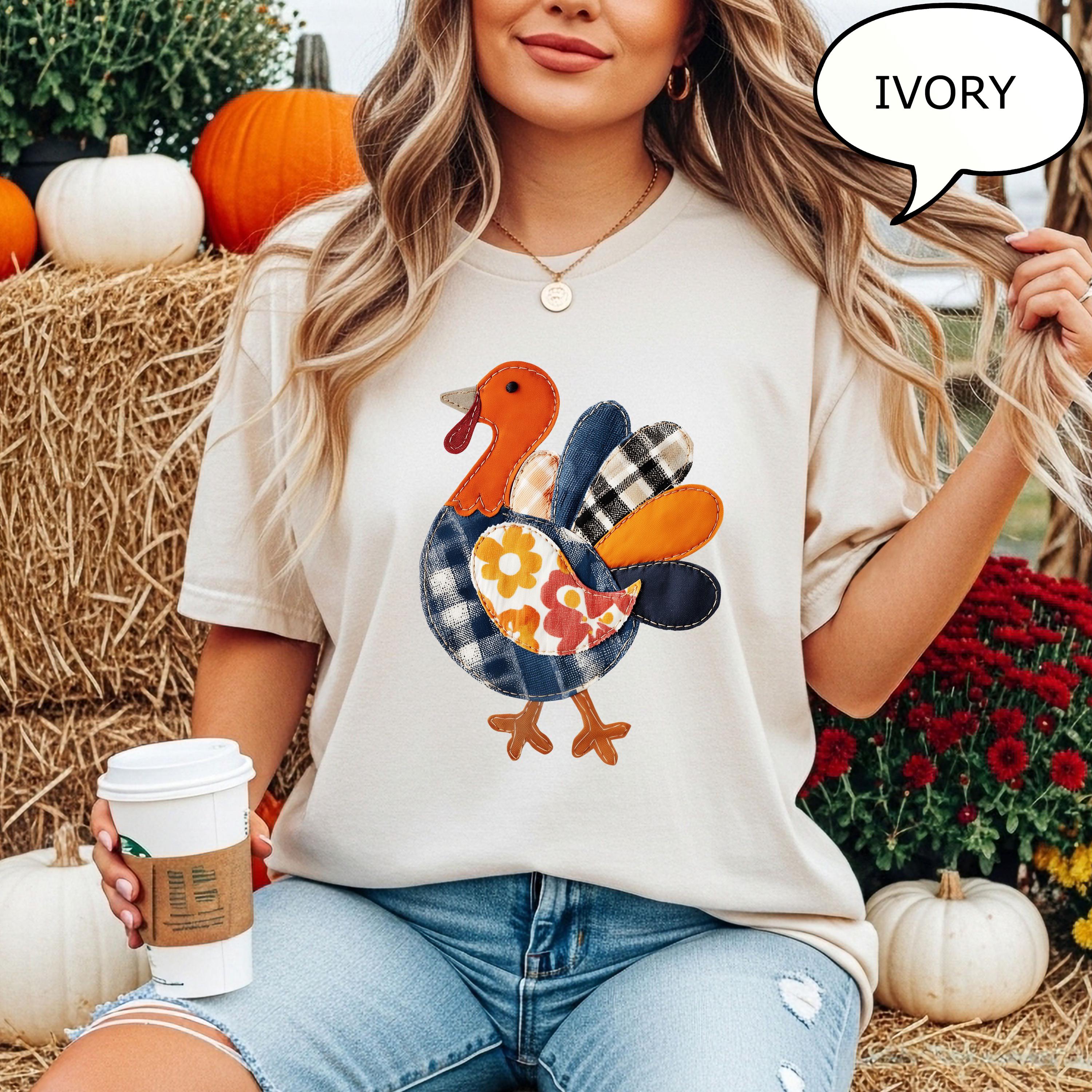 Comfort Colors® Patchwork Turkey T-Shirt, Thanksgiving Shirt, Thanksgiving Turkey Shirt, Fall Woman Shirt, Thanksgiving Gift