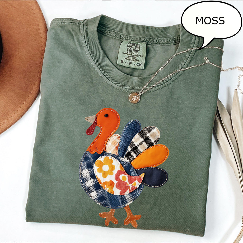 Comfort Colors® Patchwork Turkey T-Shirt, Thanksgiving Shirt, Thanksgiving Turkey Shirt, Fall Woman Shirt, Thanksgiving Gift