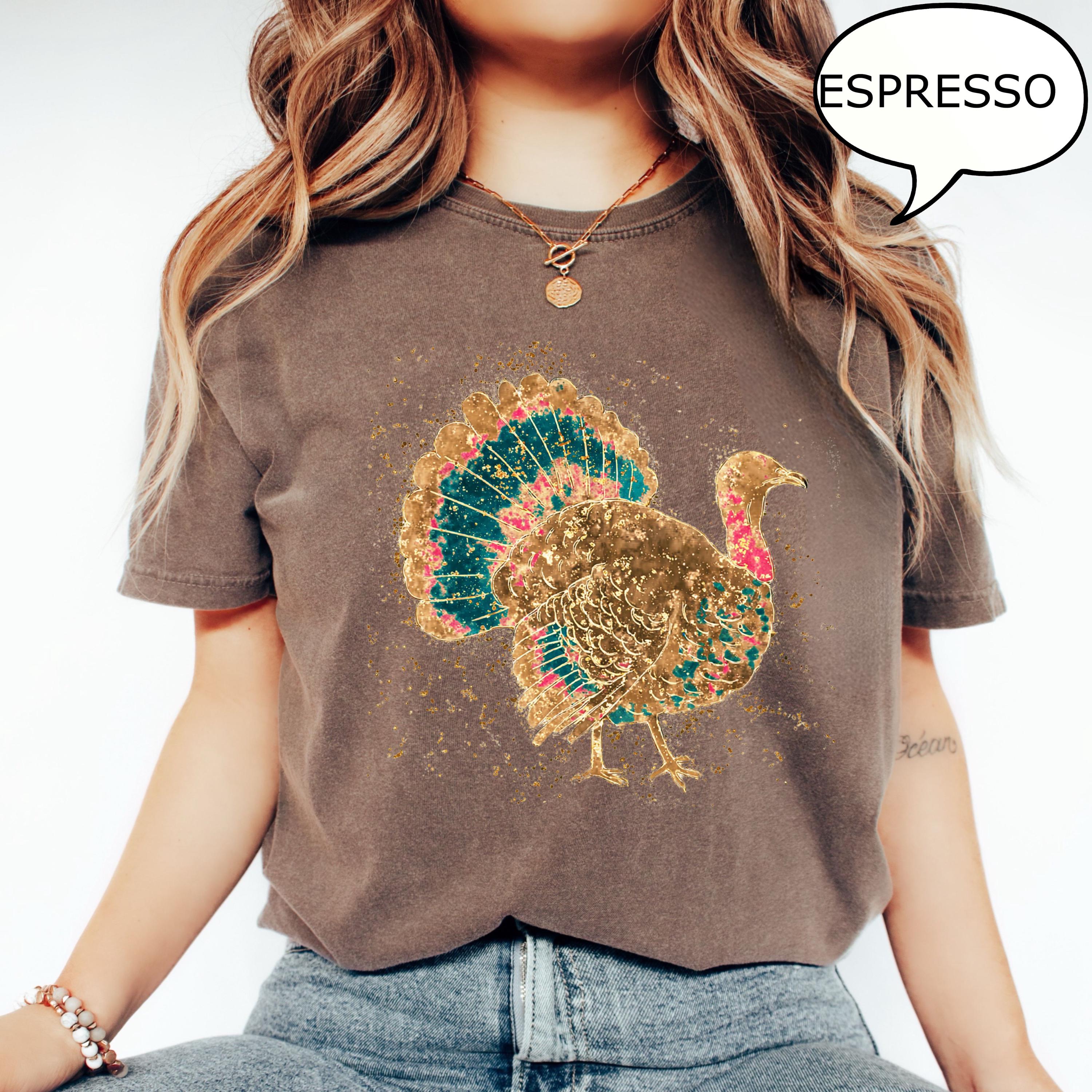 Comfort Colors® Retro Turkey Shirt, Thanksgiving T-Shirt, Vintage Turkey Shirt, Glitter Image, Not Real Glitter