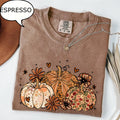 Comfort Colors® Floral Pumpkin T-Shirt, Coquette Bow Pumpkin Shirt, Autumn Shirt