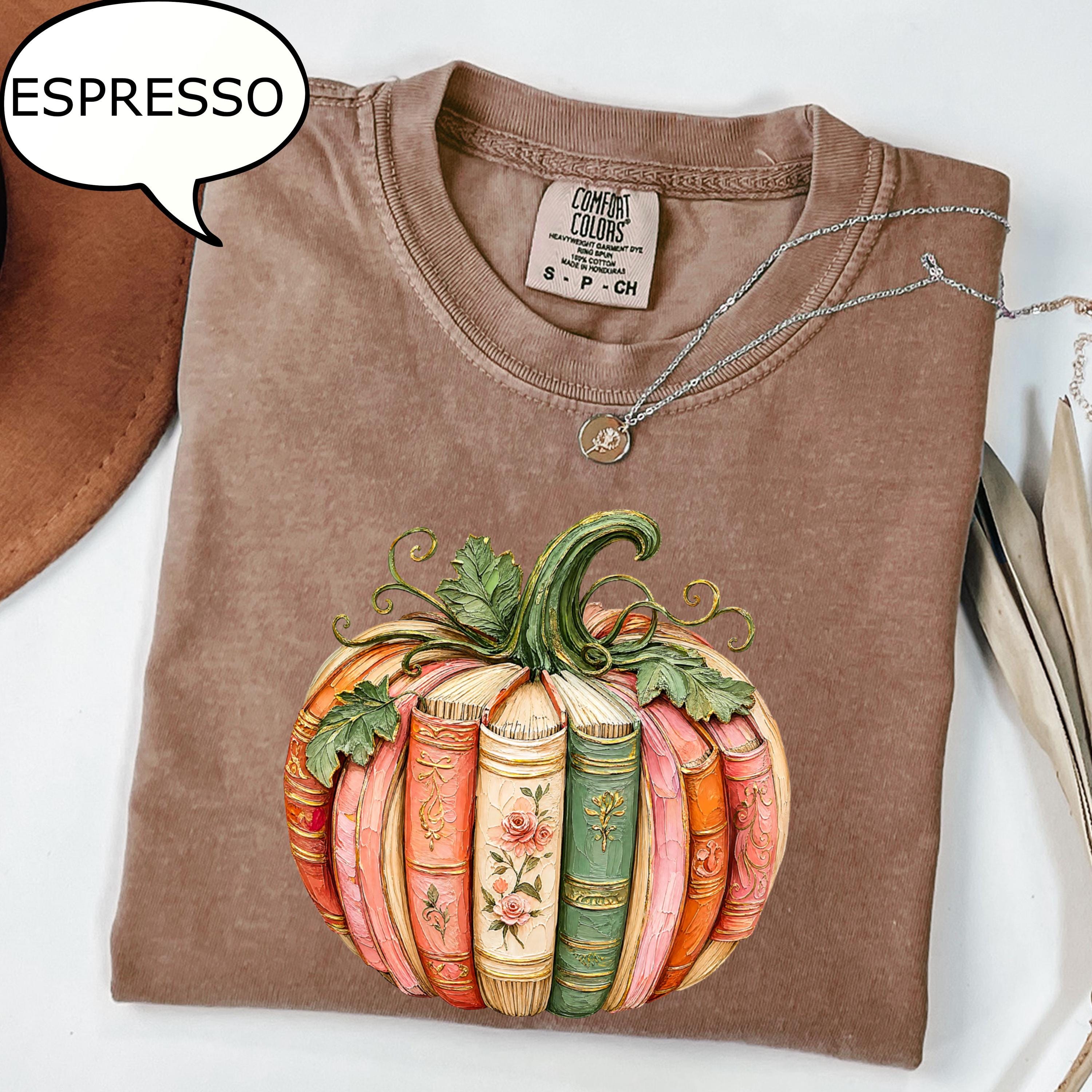 Comfort Colors® Pumpkin Book T-Shirt, Book Lover Fall Gift, Autumn Teacher Shirt
