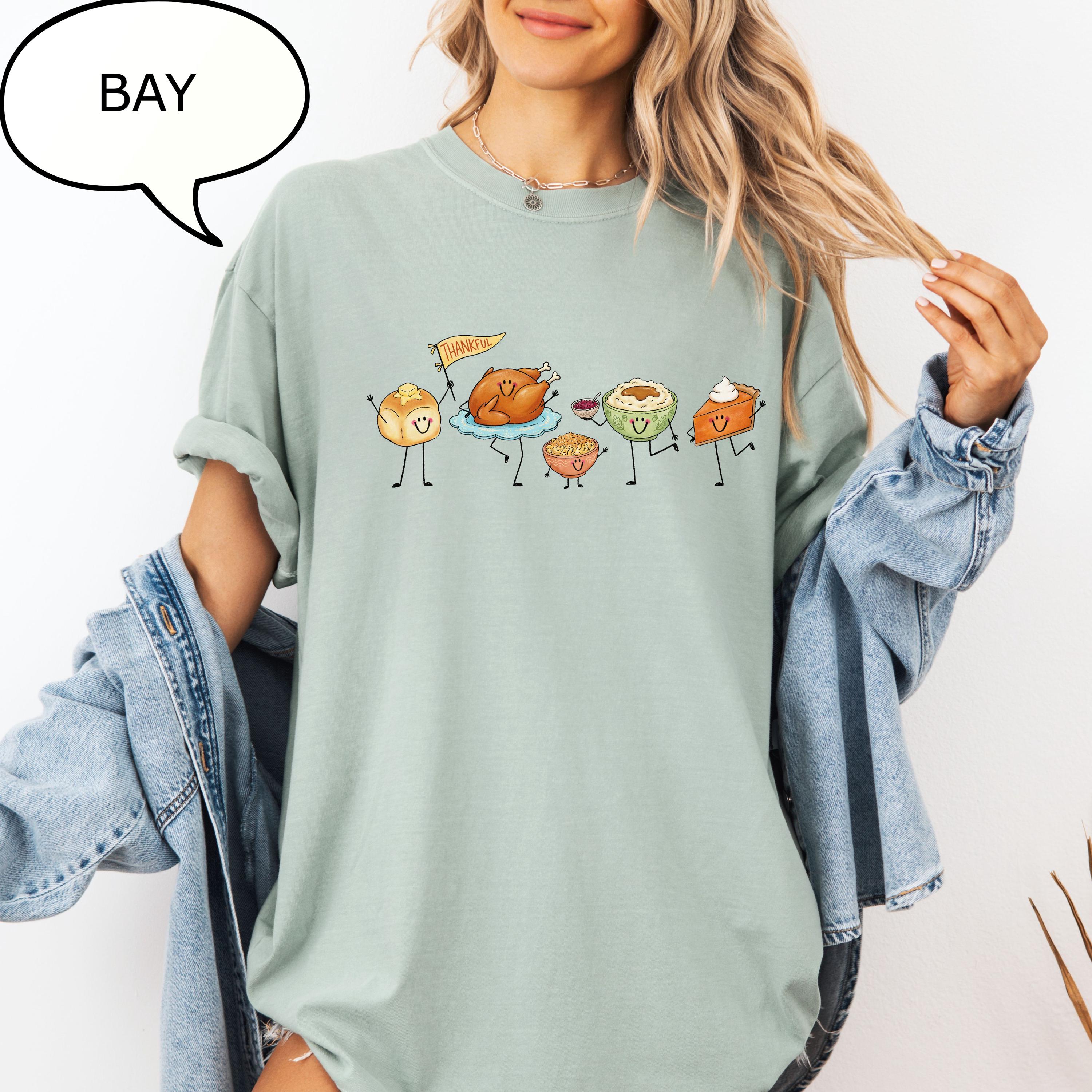 Comfort Colors® Thanksgiving Doodle T-Shirt, Happy Thankful Shirt, Pie Coffee Turkey Food Shirt